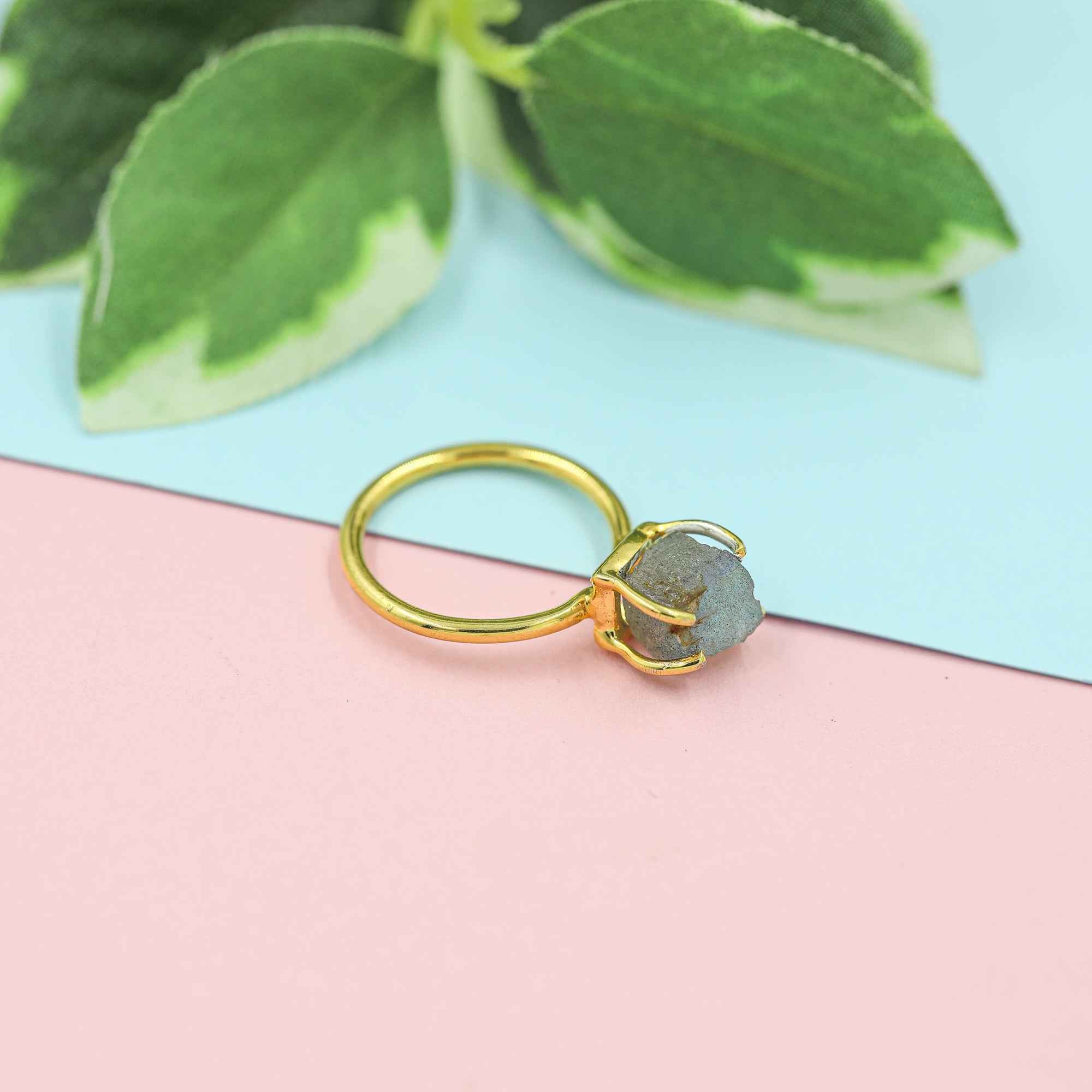 Raw Labradorite Ring in 925 Sterling Silver Rough Gemstone Ring Handmade Jewelry Gift for Her