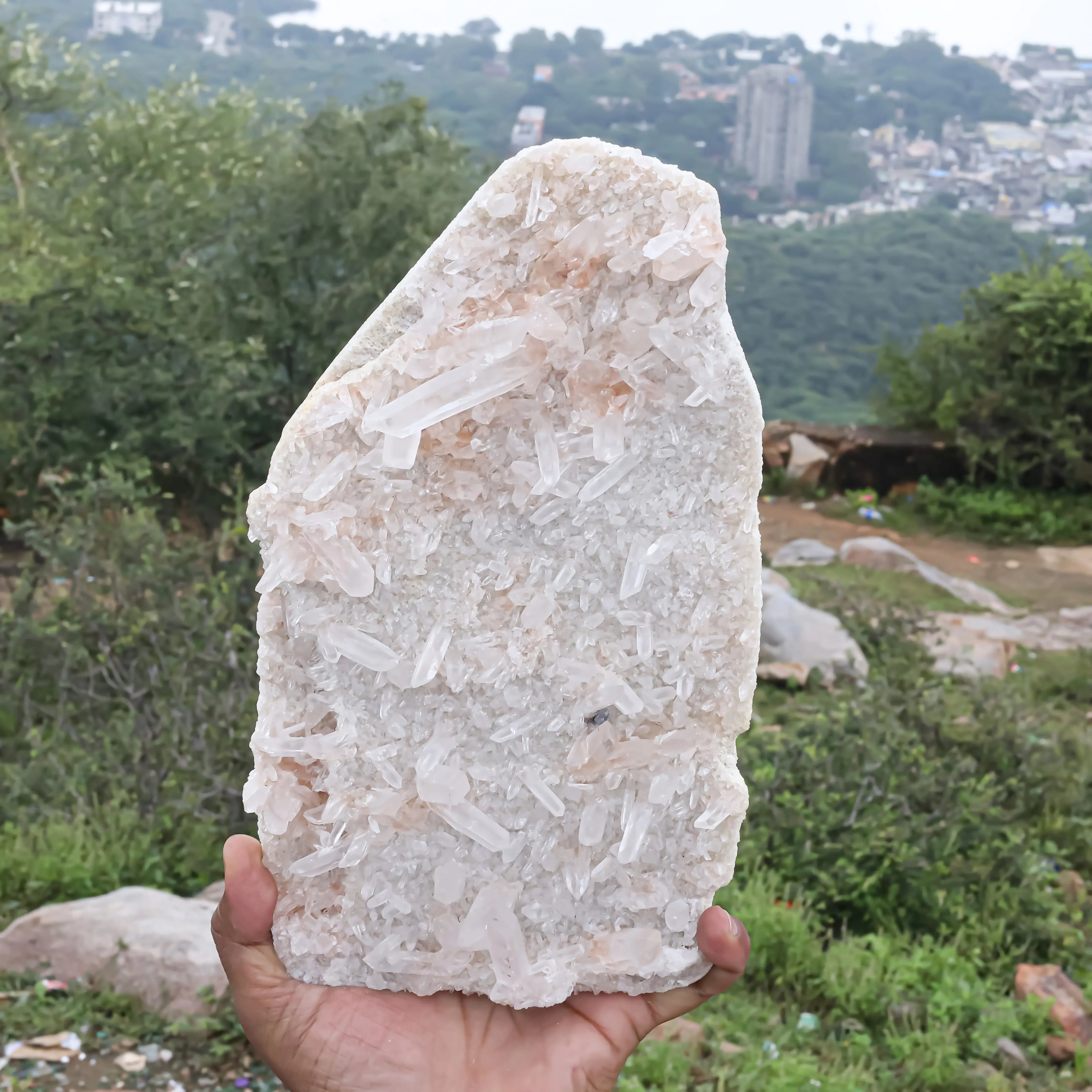 Natural Himalayan Pink Quartz Cluster – 2600g Large Raw Crystal Specimen