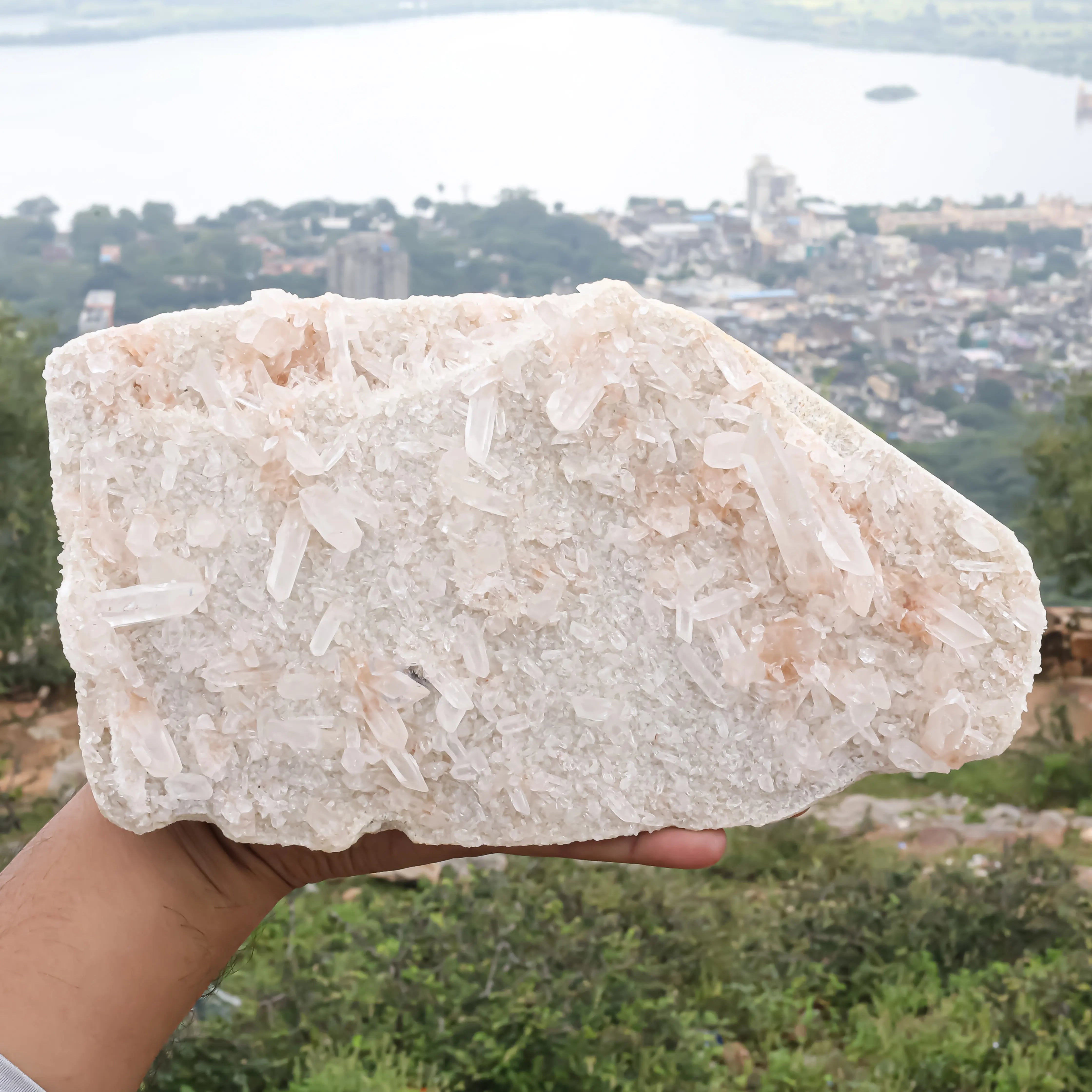 Natural Himalayan Pink Quartz Cluster – 2600g Large Raw Crystal Specimen