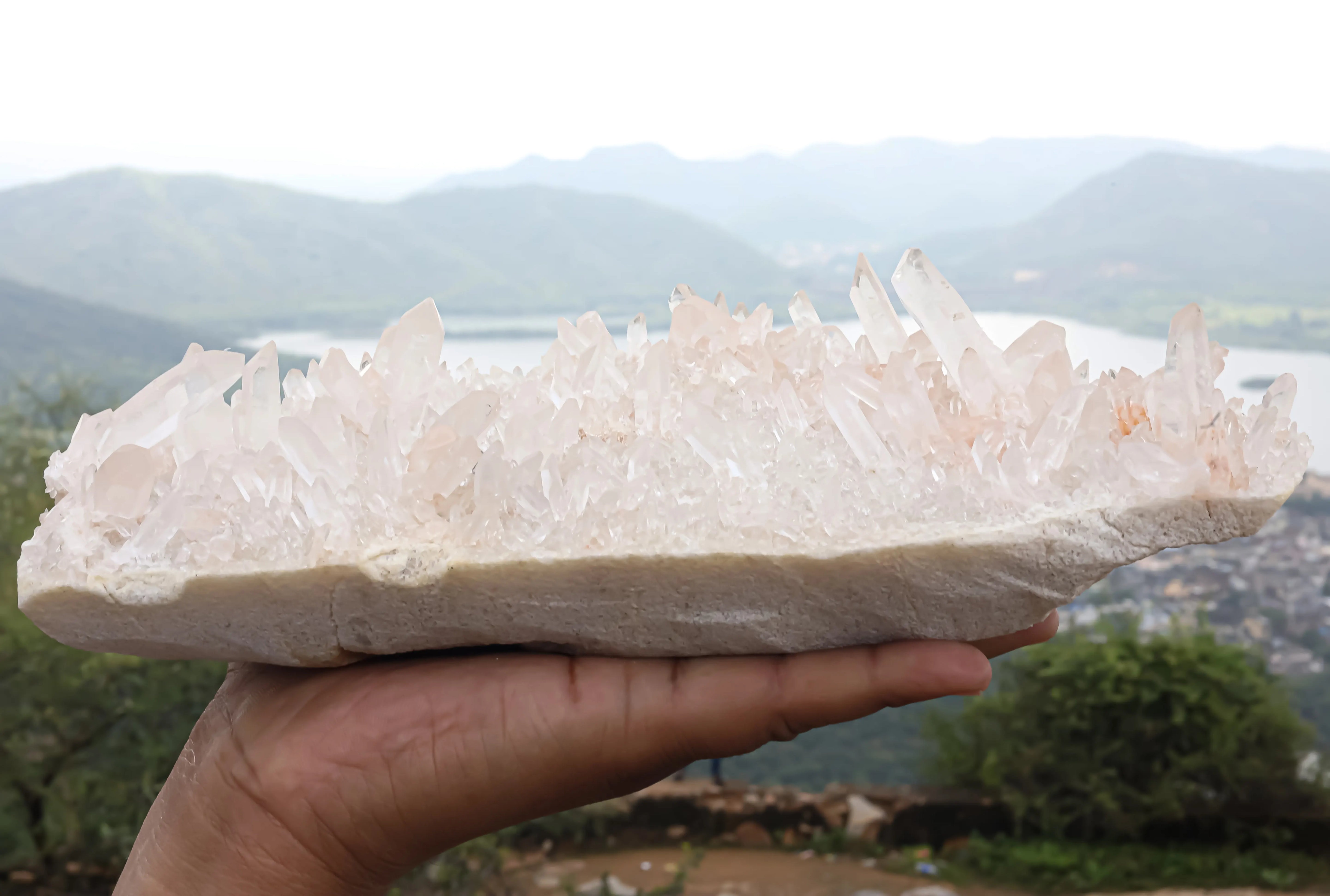 Natural Himalayan Pink Quartz Cluster – 2600g Large Raw Crystal Specimen