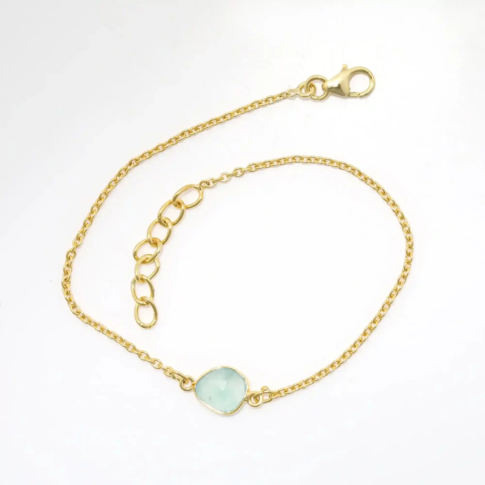 Aqua Phrase Silver Bracelet – Rose Cut Gemstone Bracelets