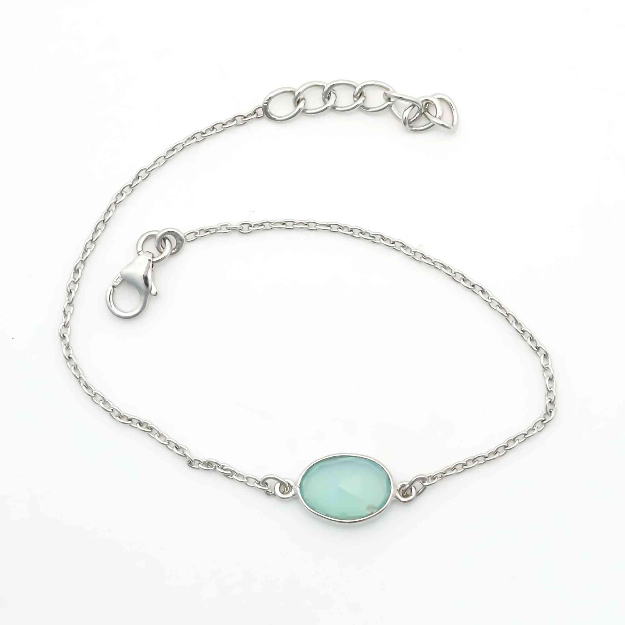 Aqua Phrase Silver Bracelet – Rose Cut Gemstone Bracelets