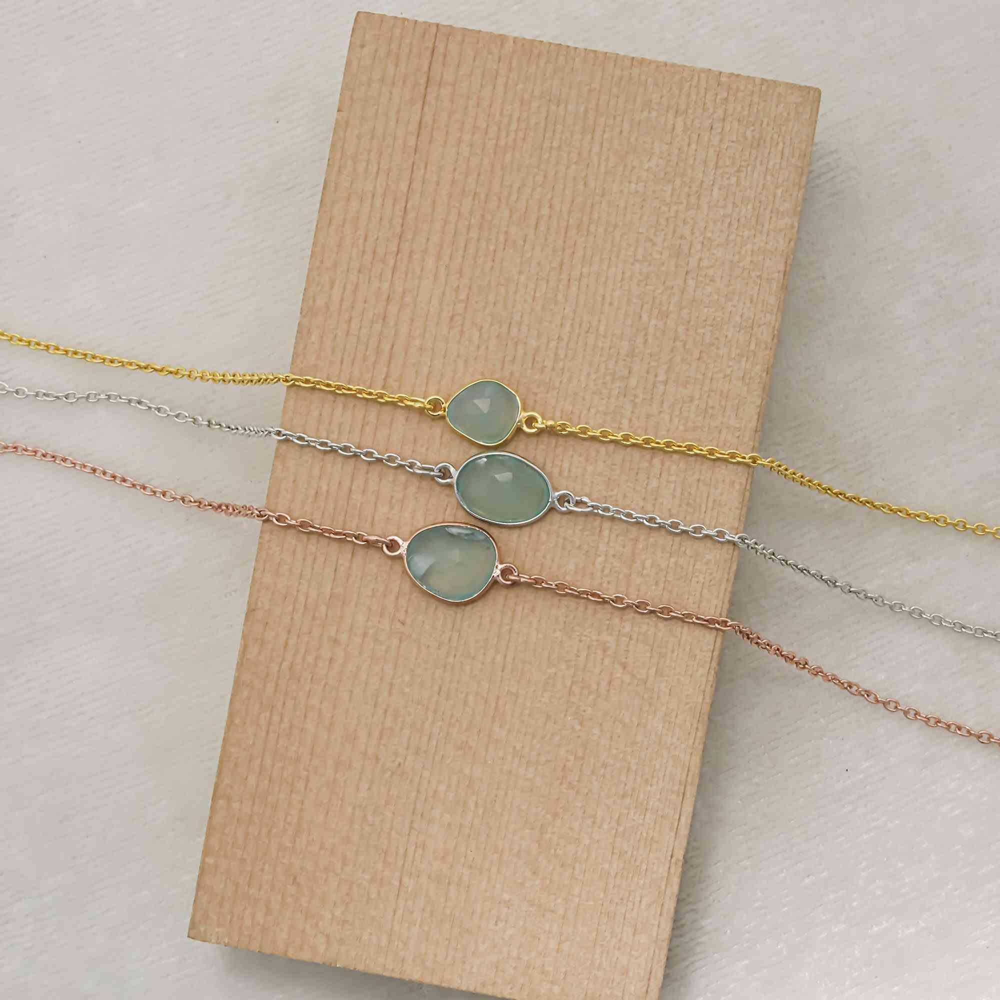Aqua Phrase Silver Bracelet – Rose Cut Gemstone Bracelets