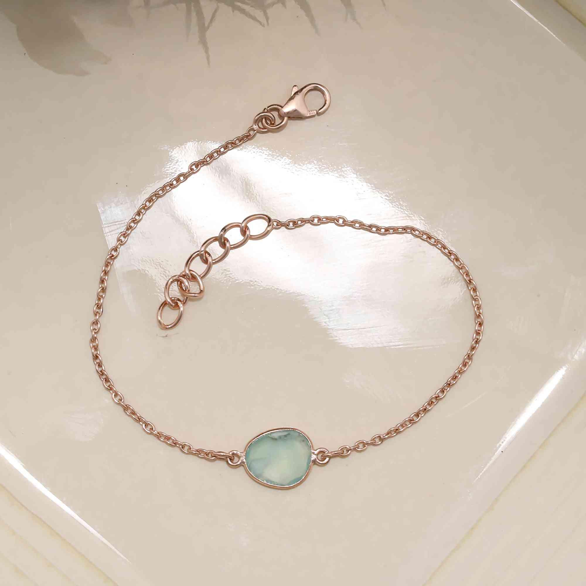Aqua Phrase Silver Bracelet – Rose Cut Gemstone Bracelets