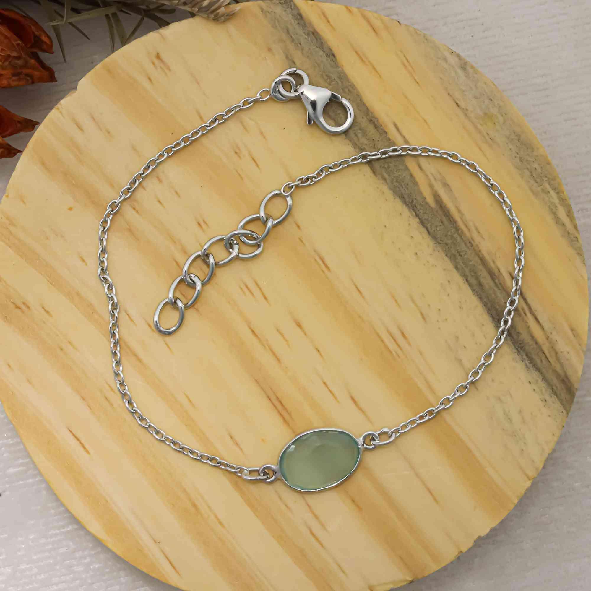 Aqua Phrase Silver Bracelet – Rose Cut Gemstone Bracelets