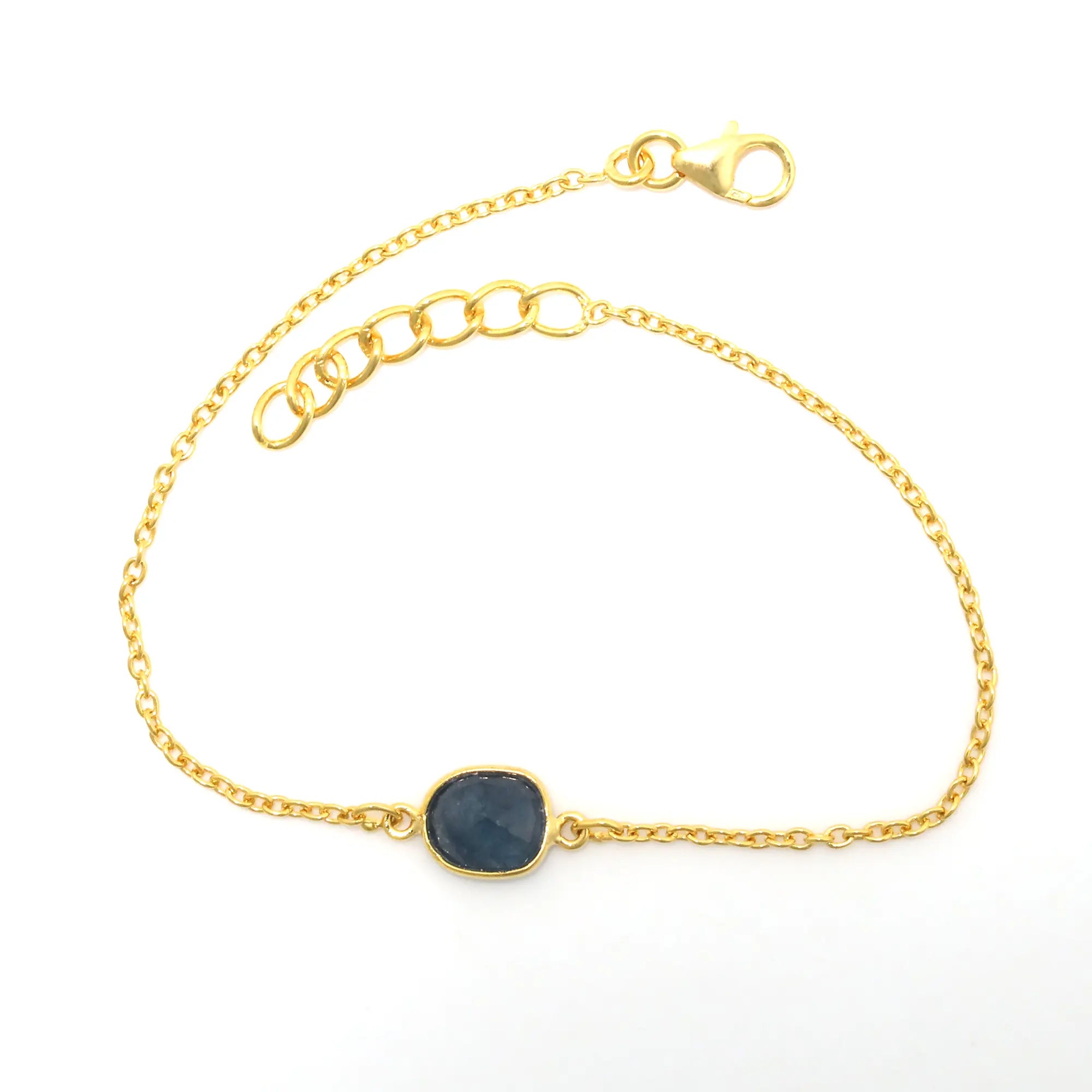 Blue Sapphire Silver Bracelet – Rose Cut