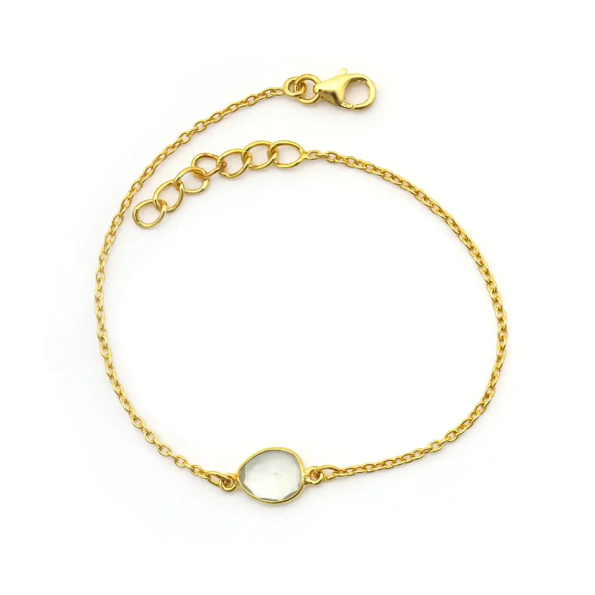 Handcrafted Ceylon Moonstone Rose Cut Bracelet in 925 Sterling Silver Gemstone Bracelets