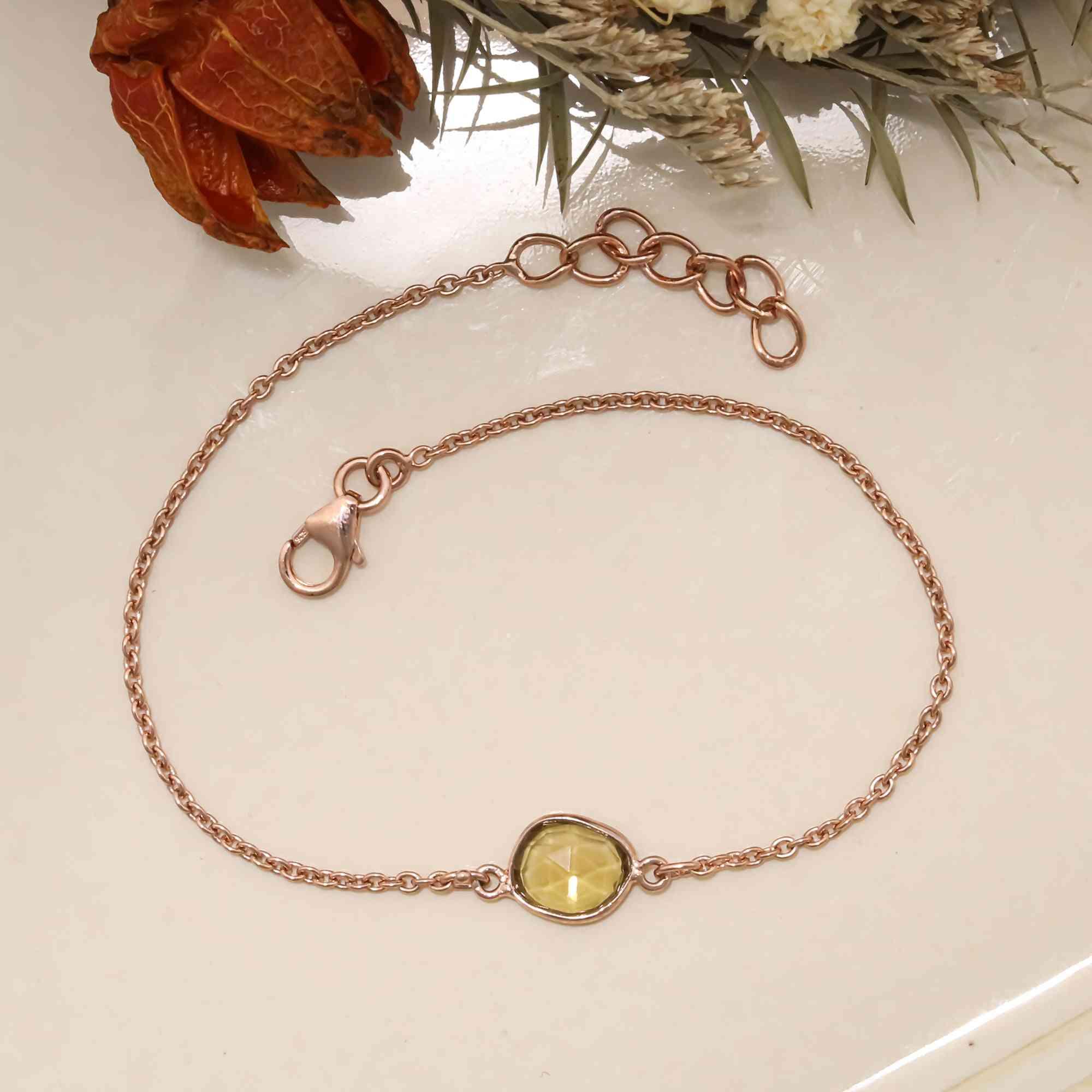 Champagne Quartz Rose Cut Bracelet - Natural Gemstone Gemstone Bracelets