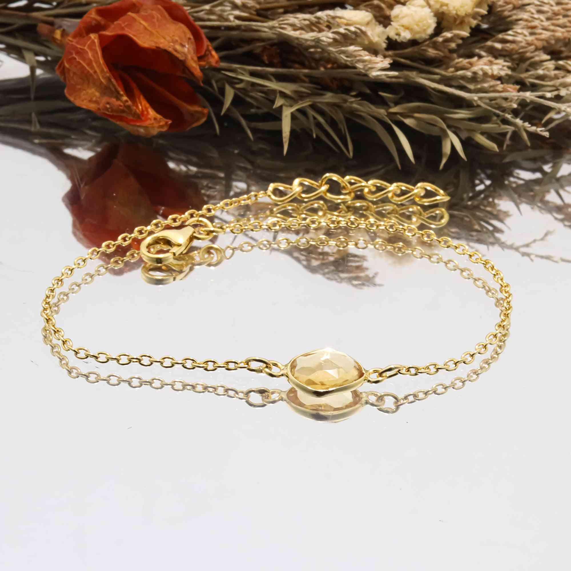 Citrine Rose Cut Bracelet – Natural Gemstone in 925 Sterling Silver Gemstone Bracelets