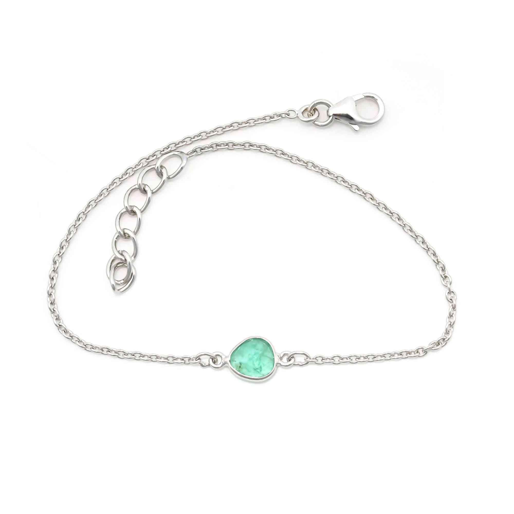 Lustrous Emerald Rose Cut Bracelet in 925 Sterling Silver Gemstone Bracelets