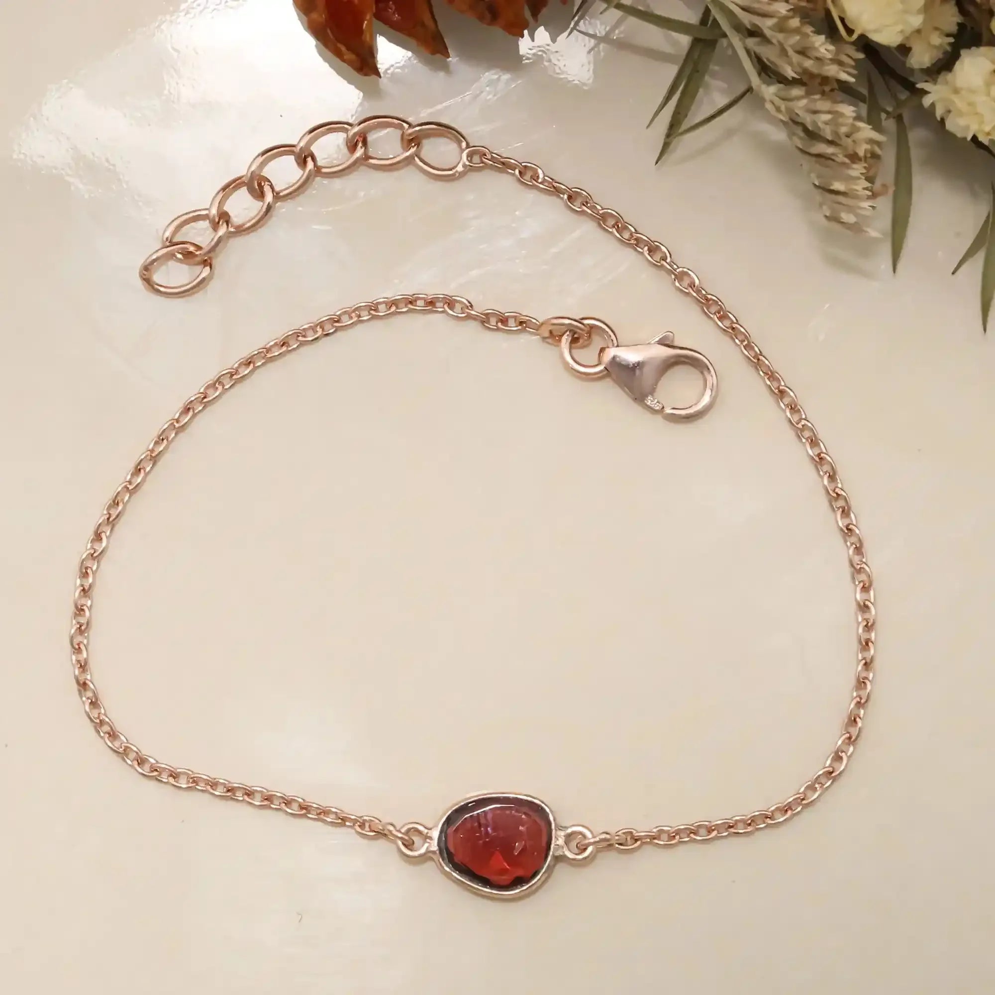 Deep Red Garnet Rose Cut Bracelet Gemstone Bracelets