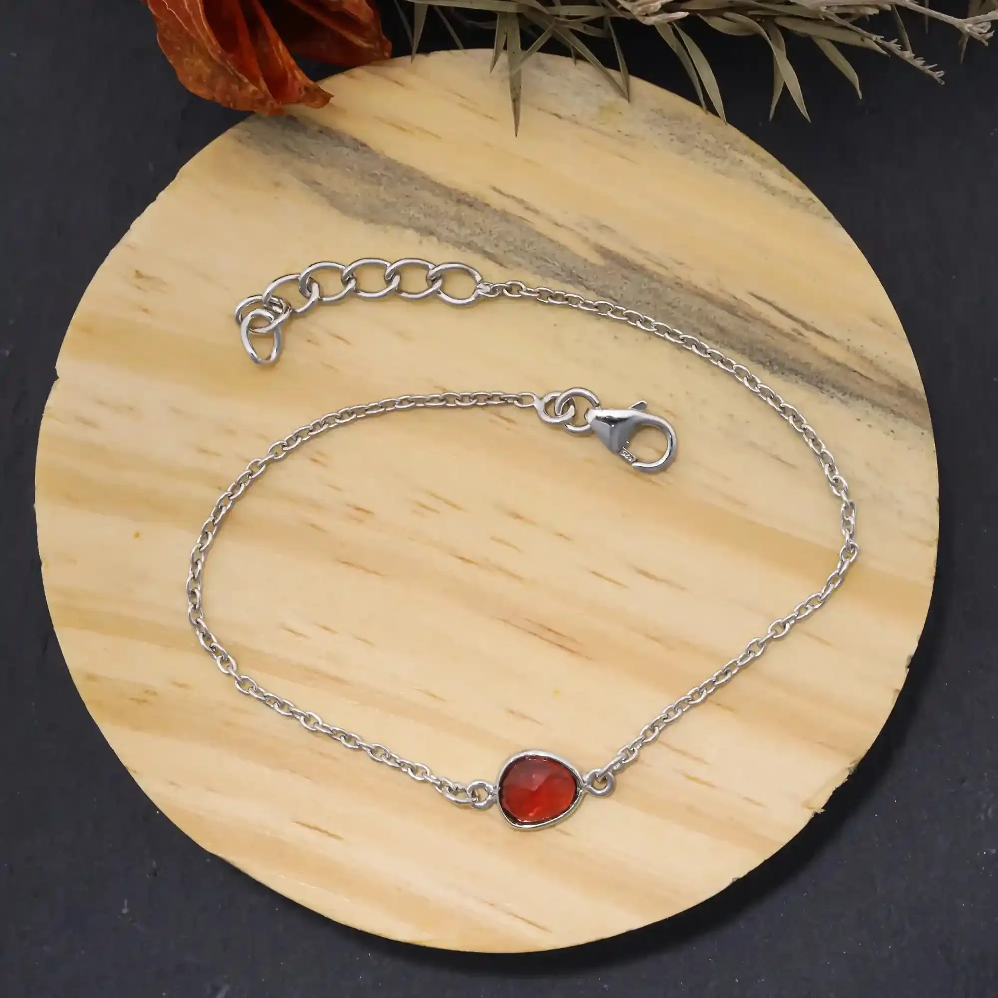 Deep Red Garnet Rose Cut Bracelet Gemstone Bracelets