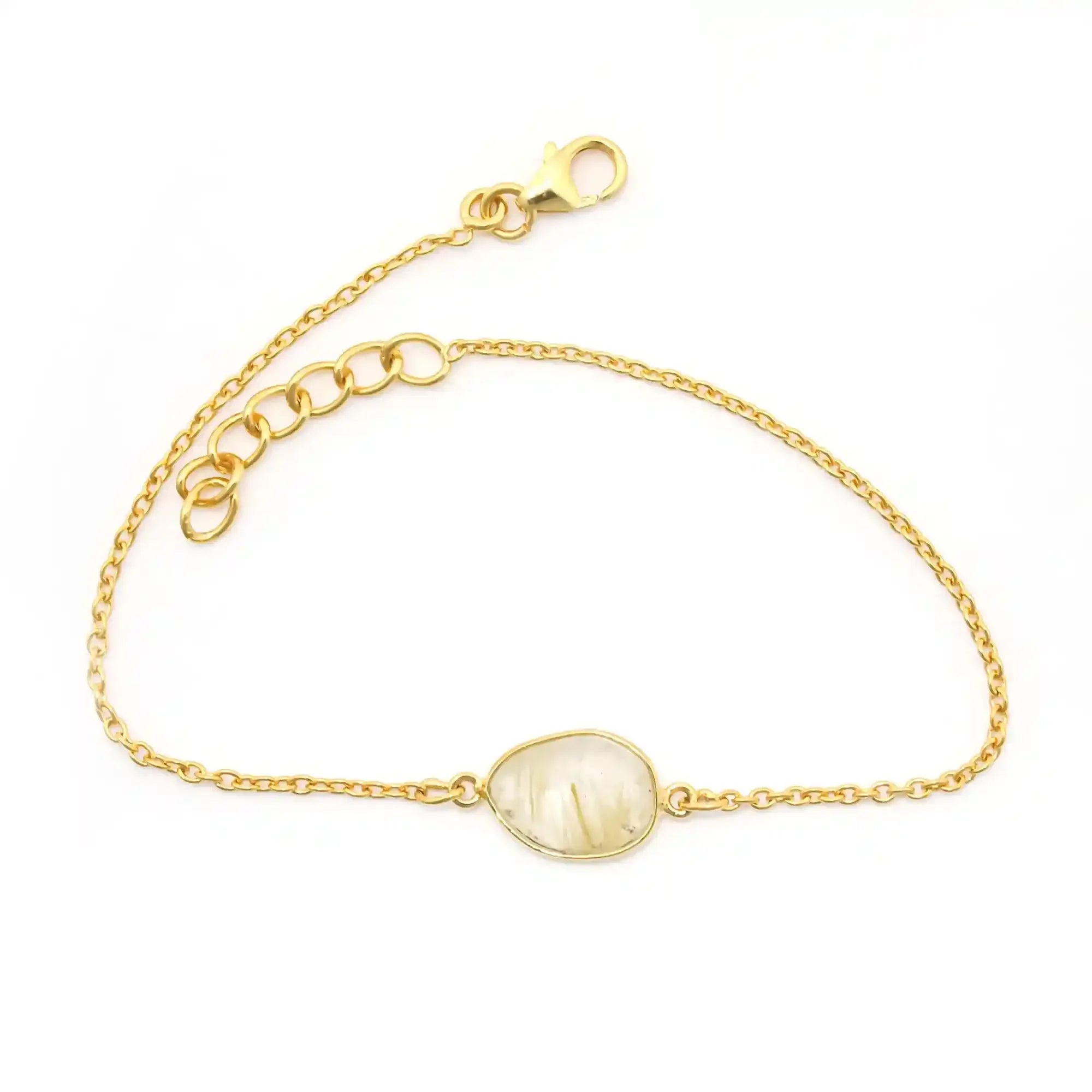 Golden Rutile Quartz Bracelet in 925 Silver Gemstone Bracelets