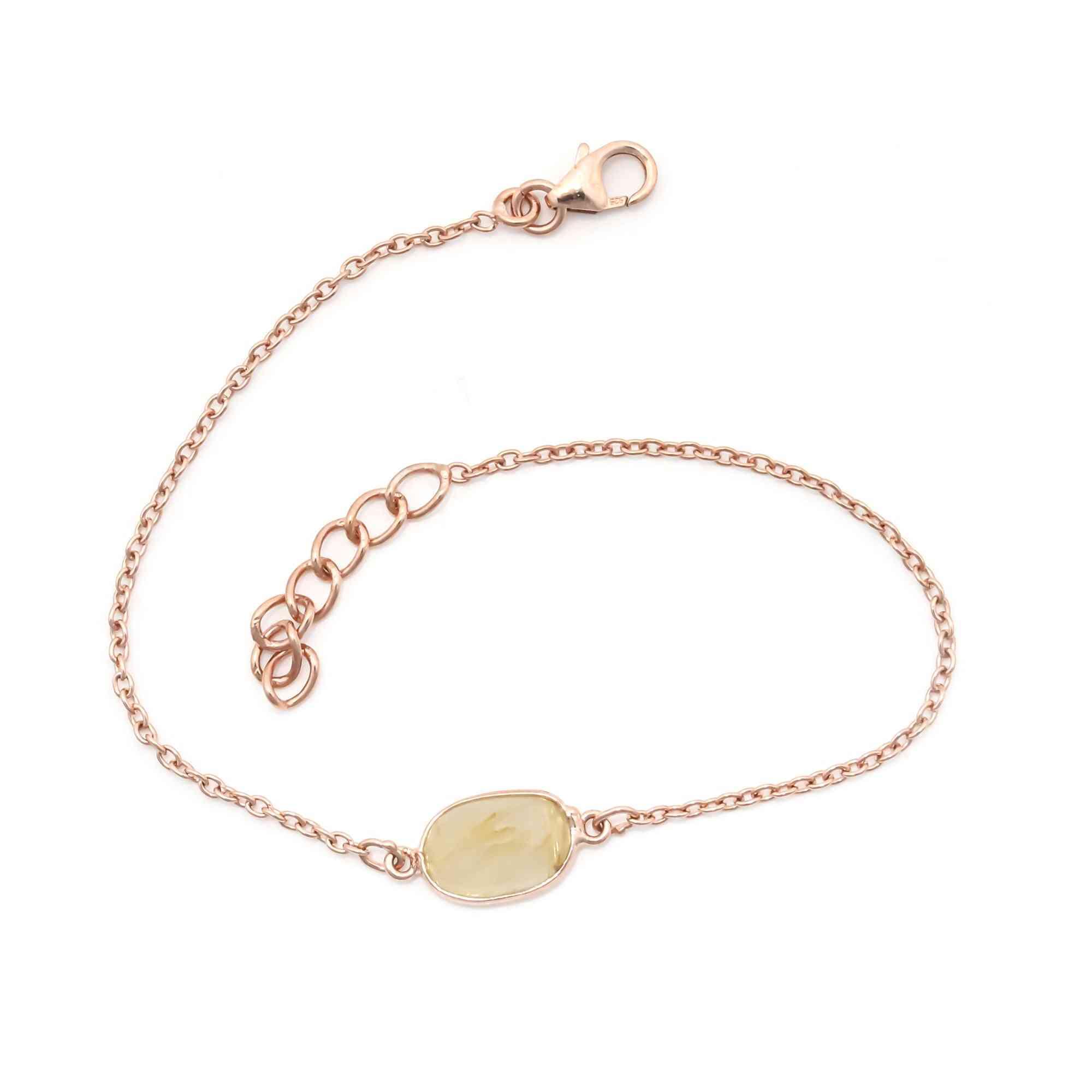 Golden Rutile Quartz Bracelet in 925 Silver Gemstone Bracelets