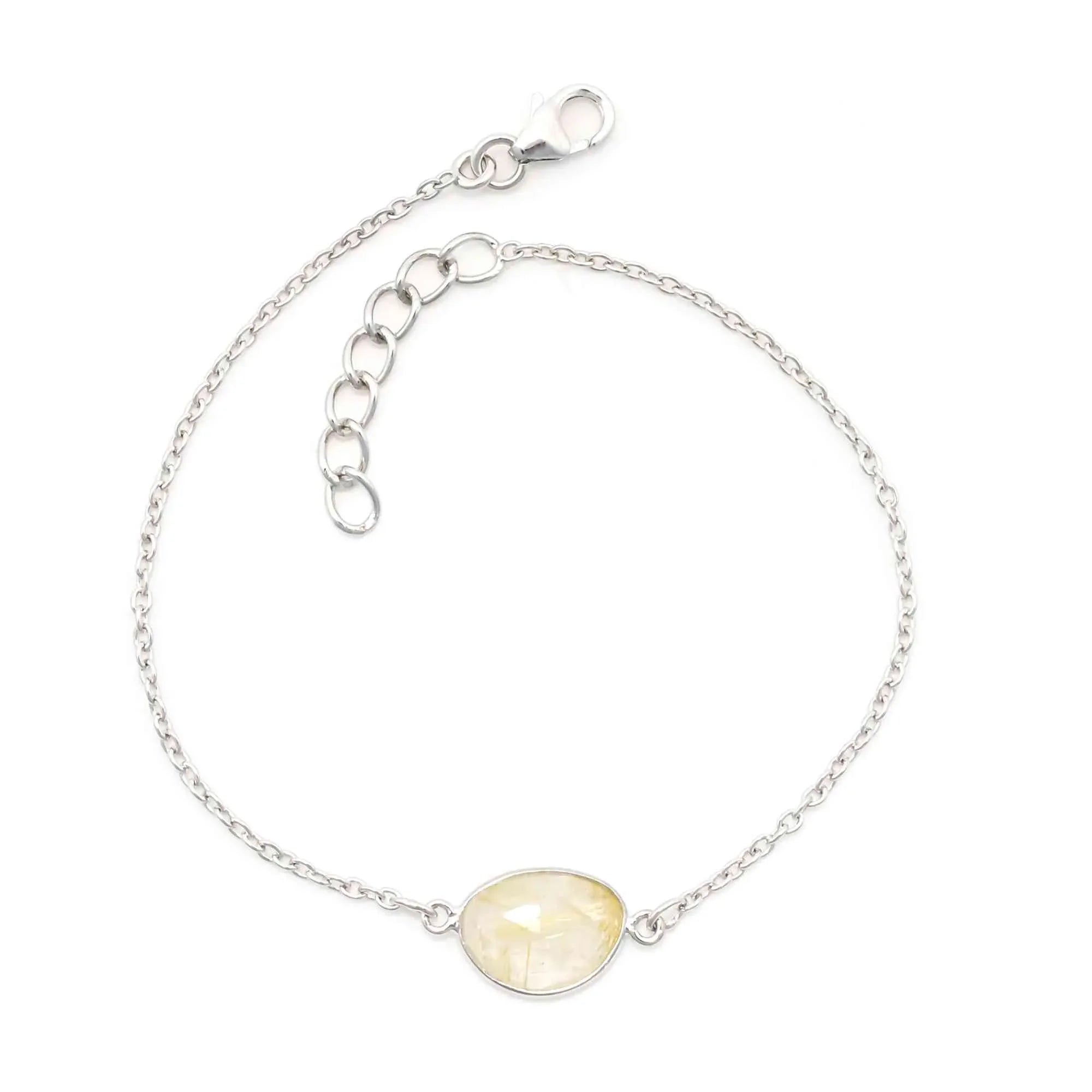 Golden Rutile Quartz Bracelet in 925 Silver Gemstone Bracelets