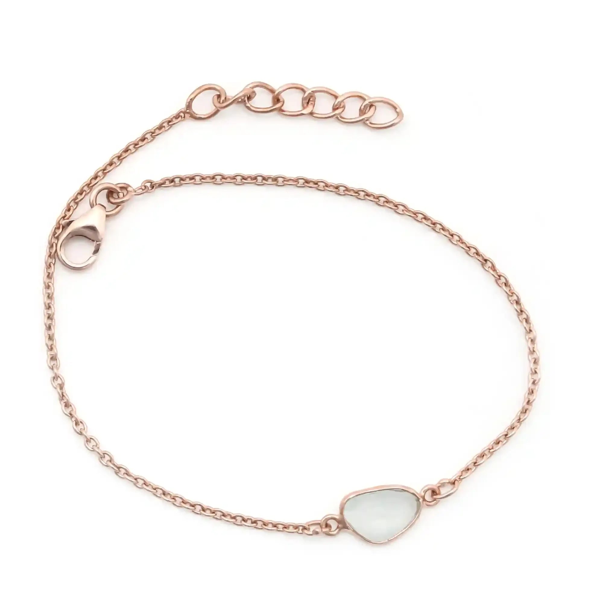 Delicate Green Amethyst Rose-Cut Bracelet in 925 Fine Sterling Silver Gemstone Bracelets