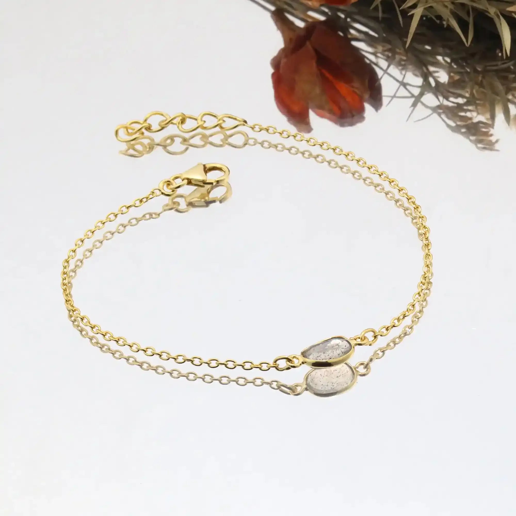 Flash Labradorite Rose-Cut Bracelet in Solid 925 Sterling Silver Gemstone Bracelets