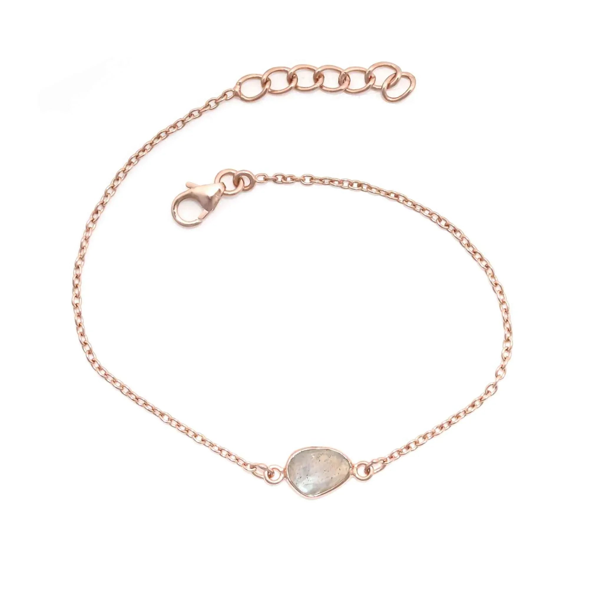 Flash Labradorite Rose-Cut Bracelet in Solid 925 Sterling Silver Gemstone Bracelets