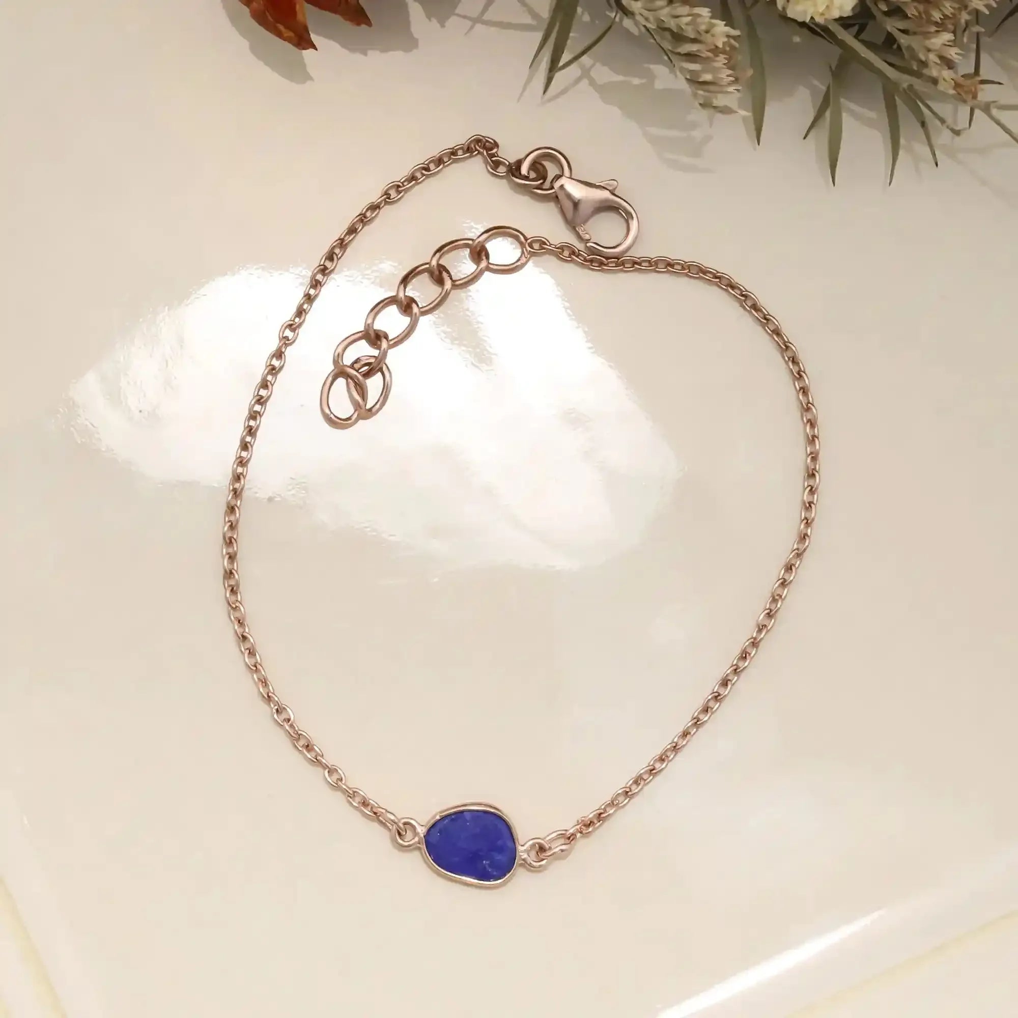 Royal Blue Lapis Lazuli Rose-Cut Bracelet Crafted in 925 Sterling Silver Gemstone Bracelets