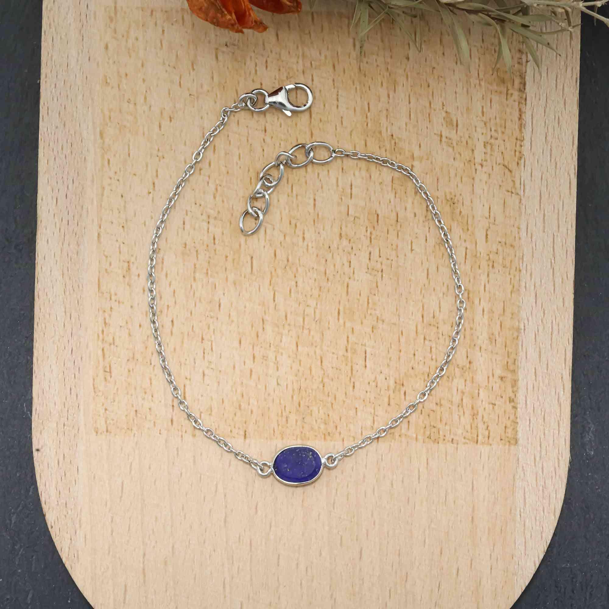Royal Blue Lapis Lazuli Rose-Cut Bracelet Crafted in 925 Sterling Silver Gemstone Bracelets