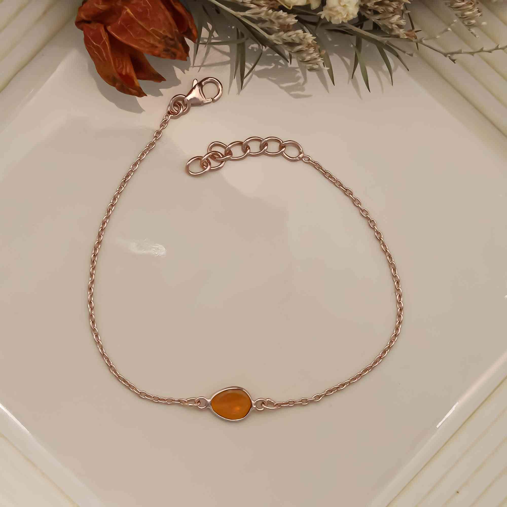 Fiery Mexican Opal Bracelet in Solid 925 Sterling Silver Himalayan Quartz