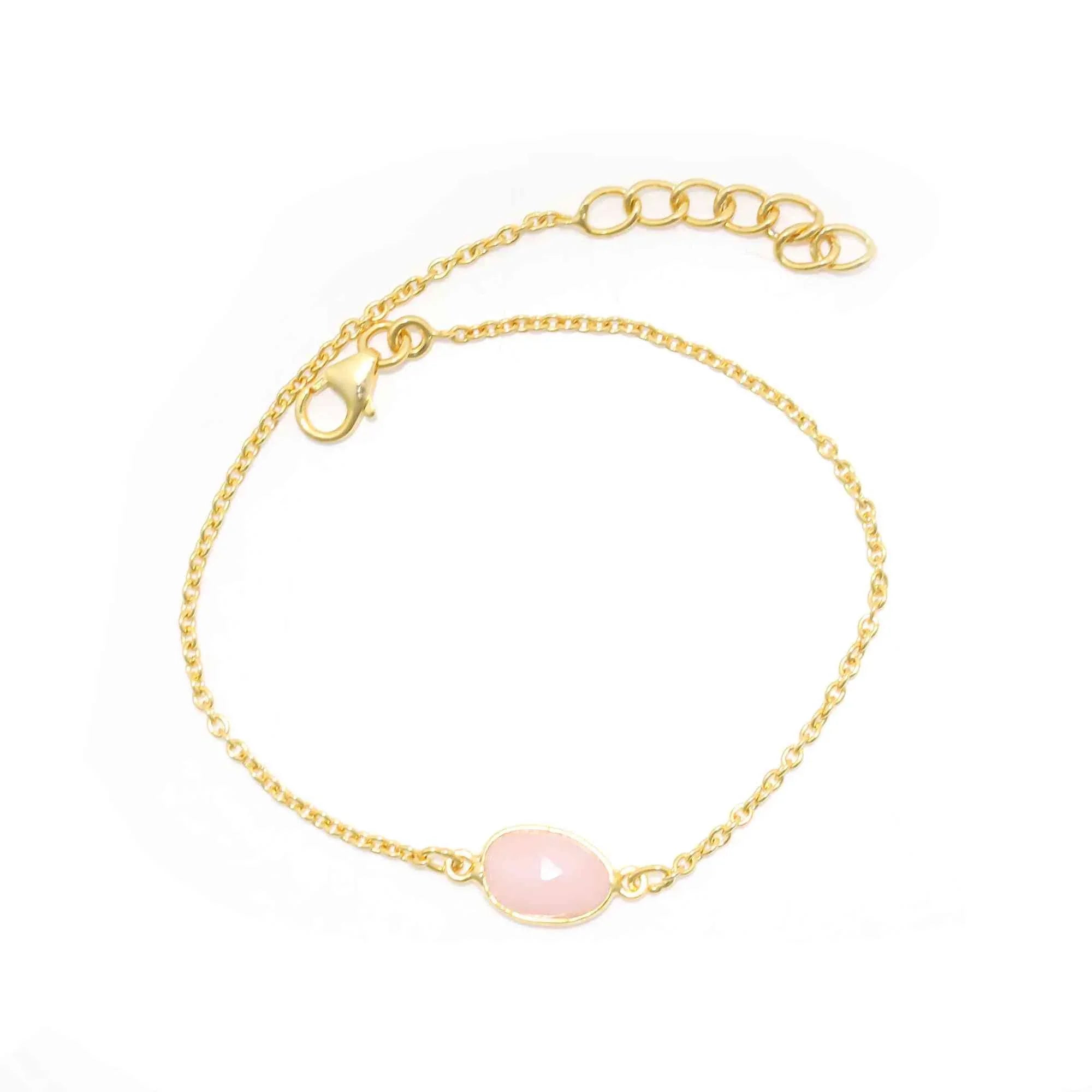Blush Pink Opal Rose-Cut Bracelet in 925 Sterling Silver Gemstone Bracelets