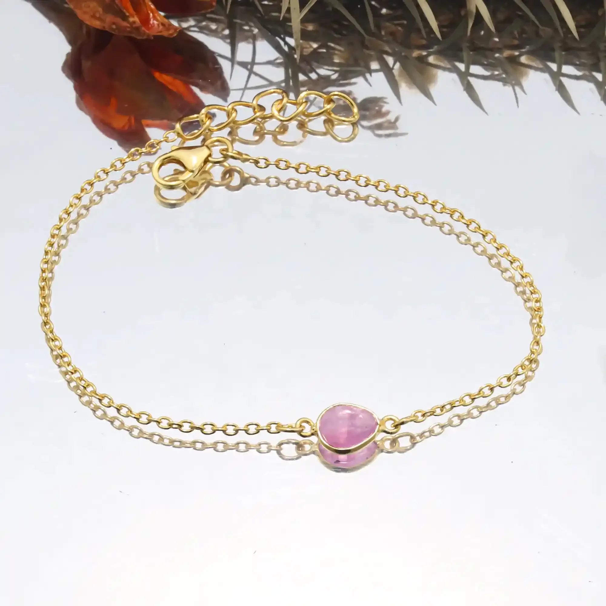Ruby Rose-Cut Bracelet in Solid 925 Sterling Silver Gemstone Bracelets