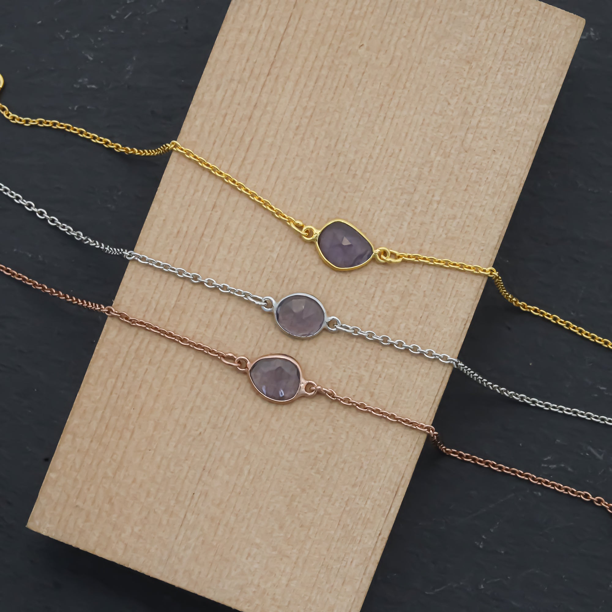 Violet Blue Tanzanite Rose-Cut Bracelet in Solid 925 Sterling Silver