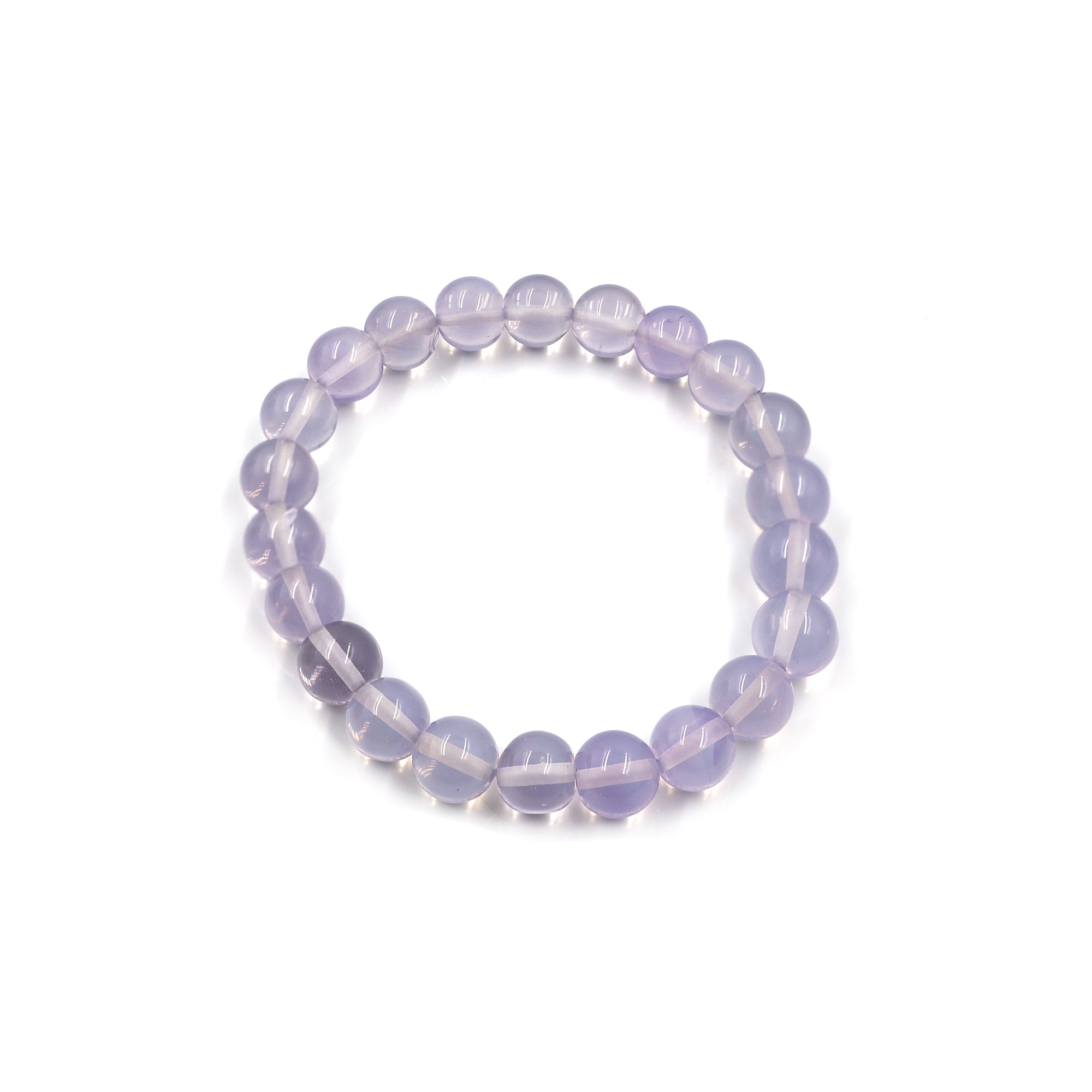 Natural Lavender Quartz Round Bead Bracelet Handmade Gemstone Jewelry 127 Ct