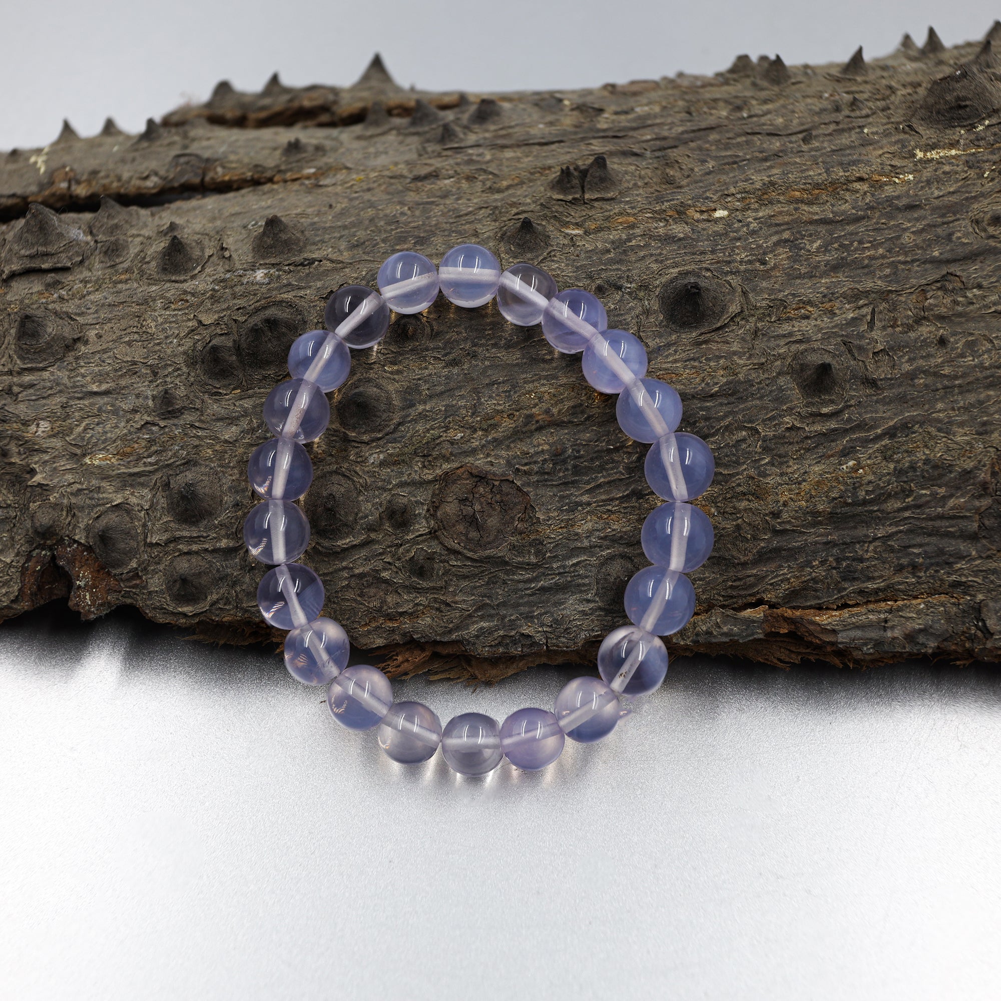 Natural Lavender Quartz Round Bead Bracelet Handmade Gemstone Jewelry 127 Ct