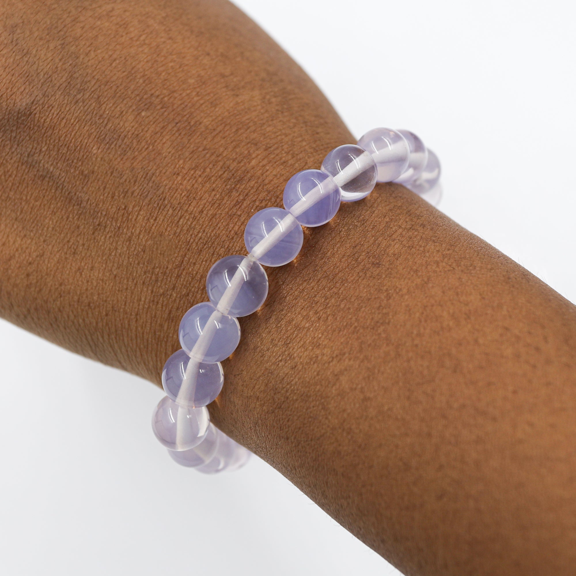 Natural Lavender Quartz Round Bead Bracelet Handmade Gemstone Jewelry 127 Ct