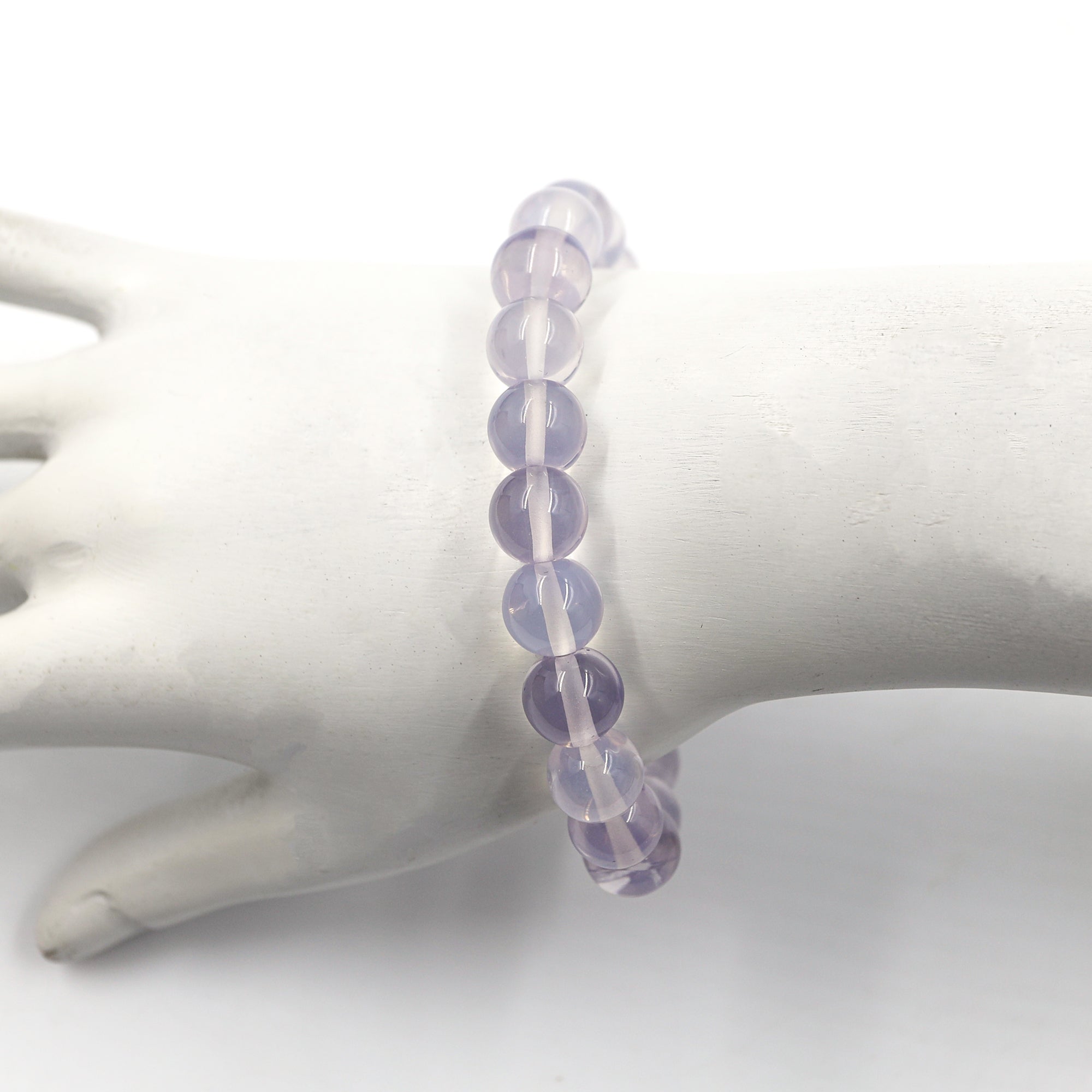 Natural Lavender Quartz Round Bead Bracelet Handmade Gemstone Jewelry 141 Ct