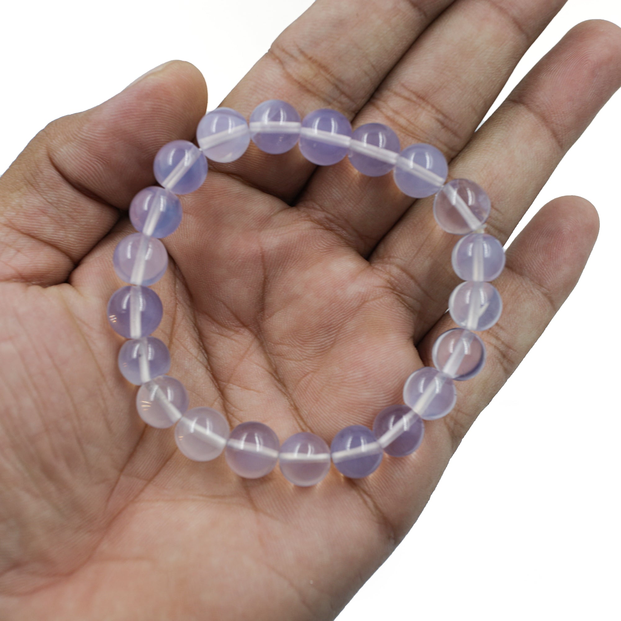 Natural Lavender Quartz Round Bead Bracelet Handmade Gemstone Jewelry 141 Ct