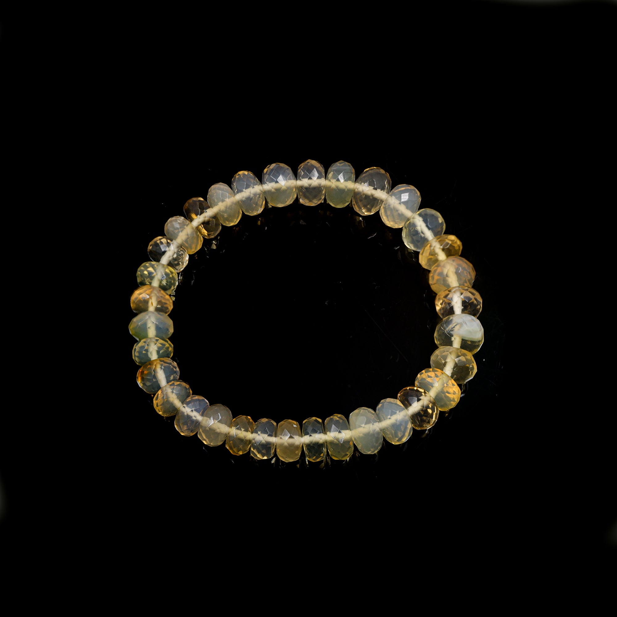 Natural Mexican Opal Bracelet Rondelle Faceted Gemstone Beads Handmade 87 Ct