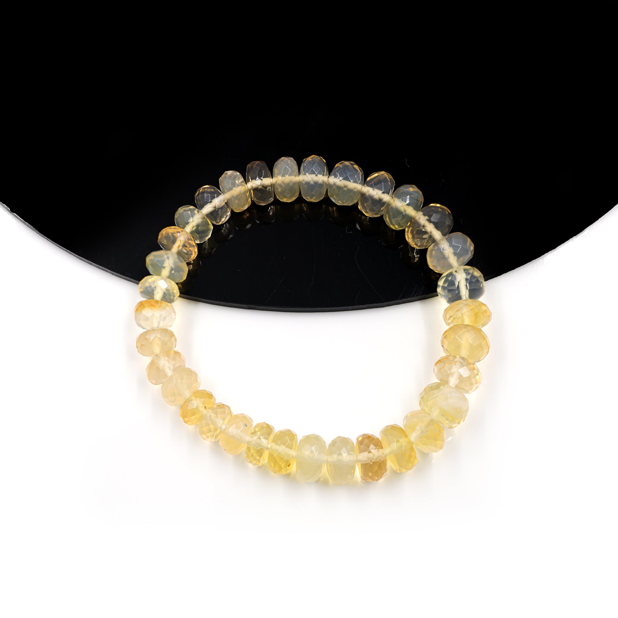 Natural Mexican Opal Bracelet Rondelle Faceted Gemstone Beads Handmade 87 Ct