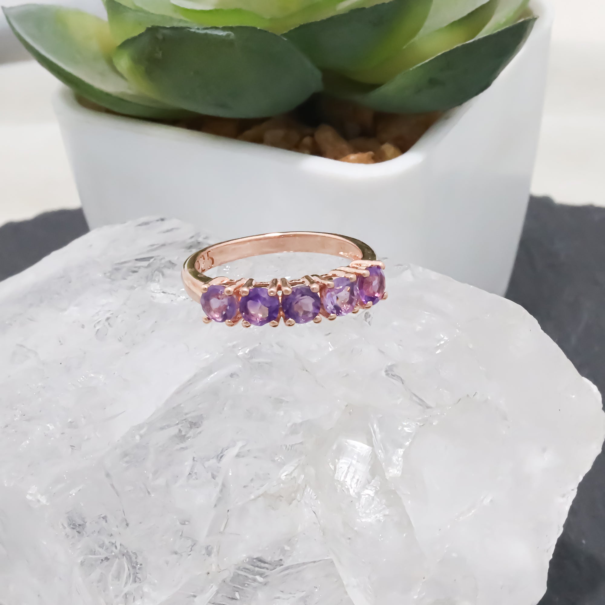 Natural Amethyst 4mm Round Cut Solitaire Ring 925 Sterling Silver Ring
