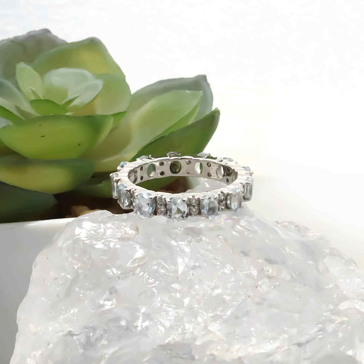 Natural Aquamarine 3x4mm Oval Cut Ring 925 Sterling Silver Handmade Blue Gemstone Solitaire Ring