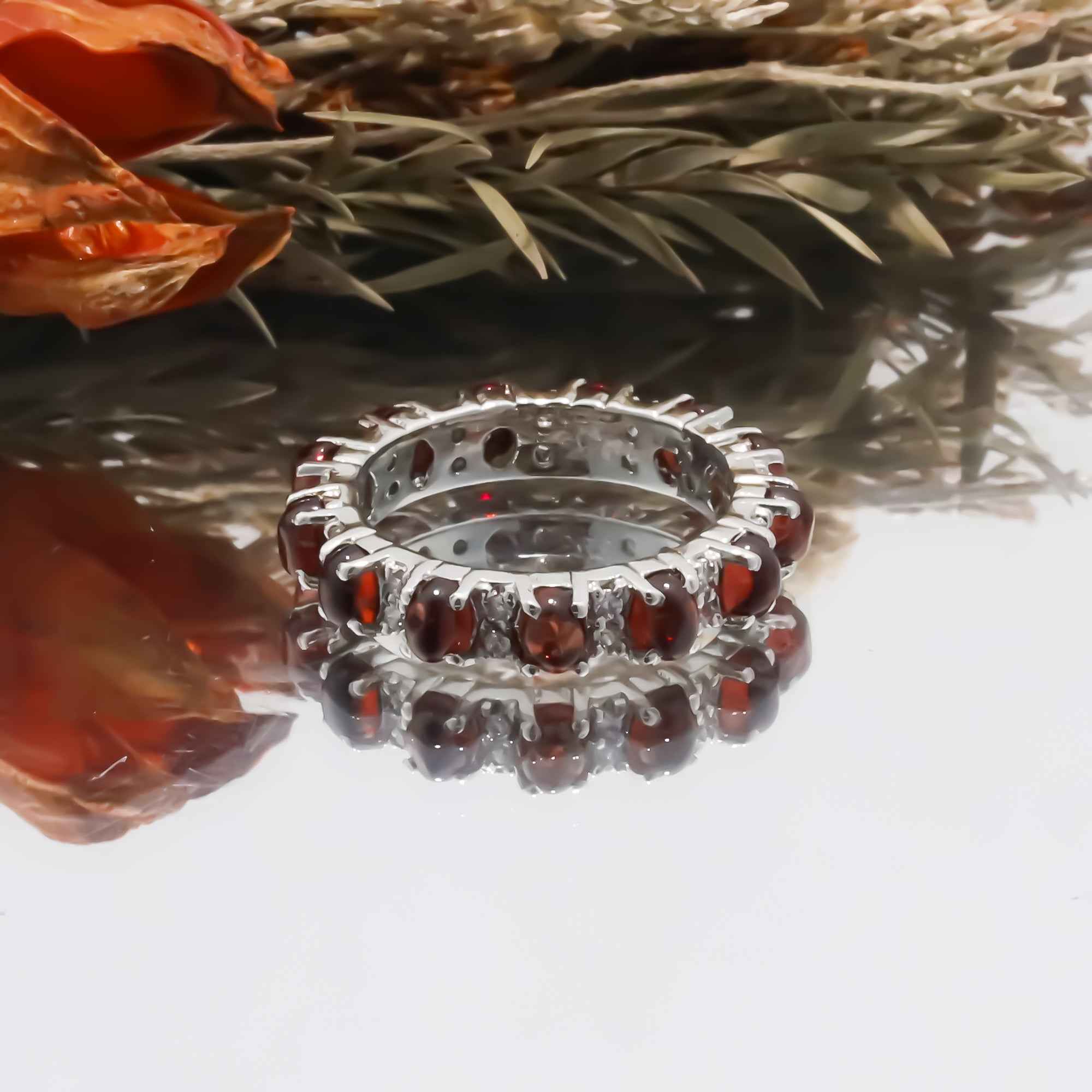 Natural Garnet 3x4mm Oval Cabochon Ring 925 Sterling Silver Handmade Red Gemstone Solitaire Ring