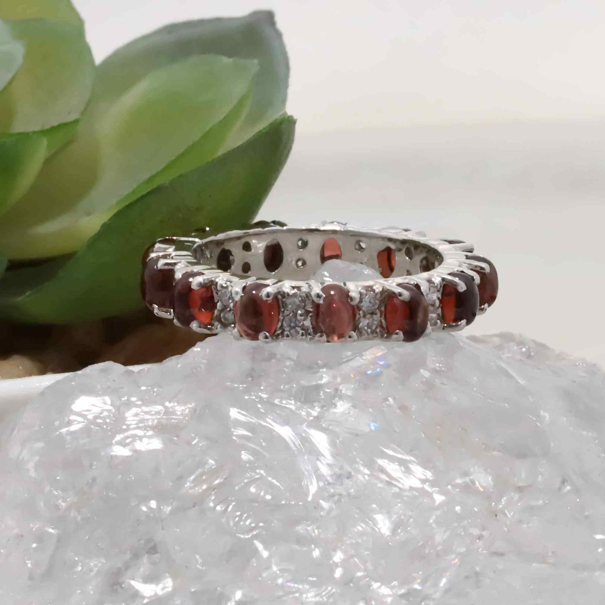 Natural Garnet 3x4mm Oval Cabochon Ring 925 Sterling Silver Handmade Red Gemstone Solitaire Ring
