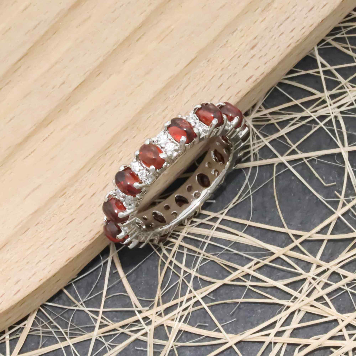 Natural Garnet 3x4mm Oval Cabochon Ring 925 Sterling Silver Handmade Red Gemstone Solitaire Ring