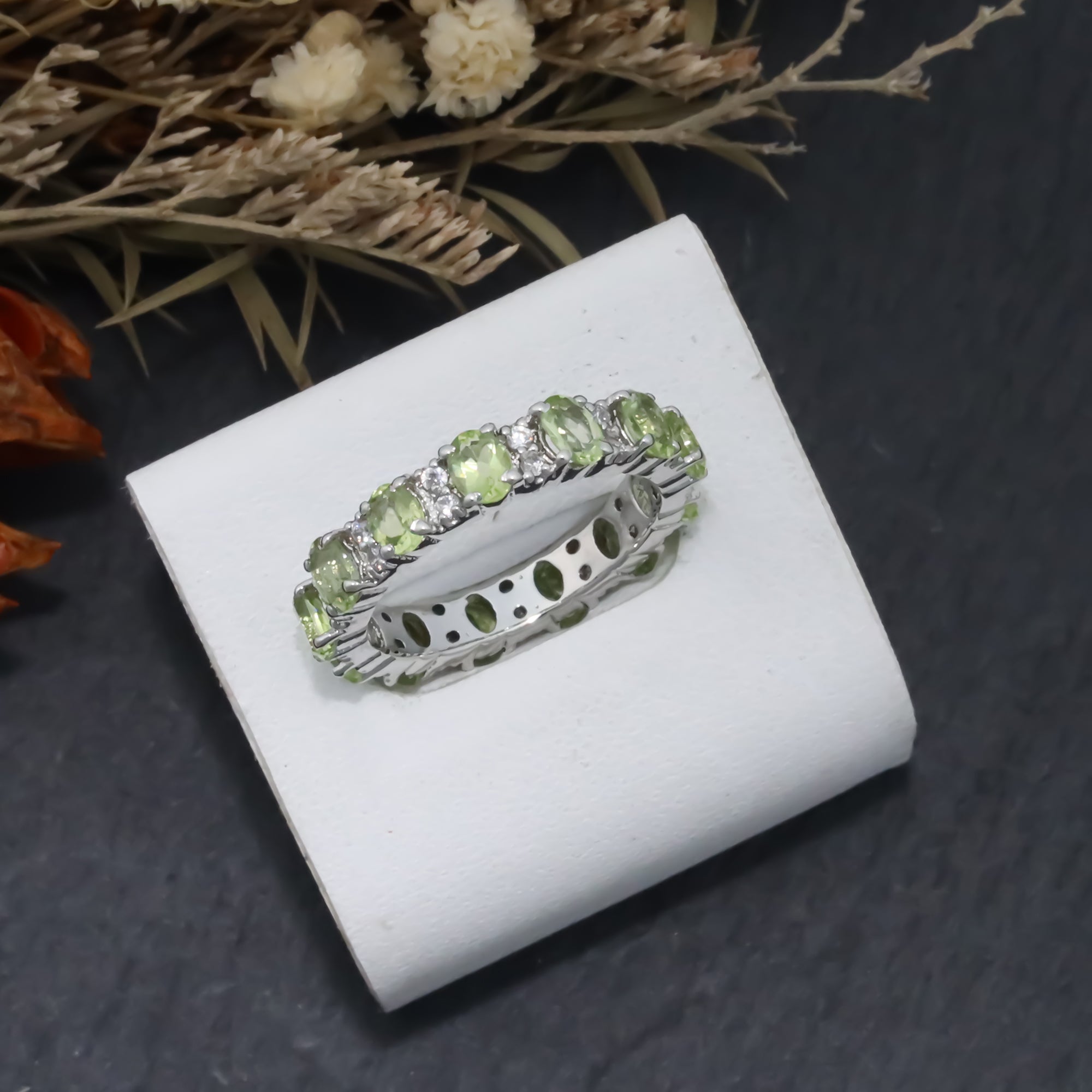 Natural Peridot 3x4mm Oval Cut Ring 925 Sterling Silver Handmade Green Gemstone Solitaire Ring