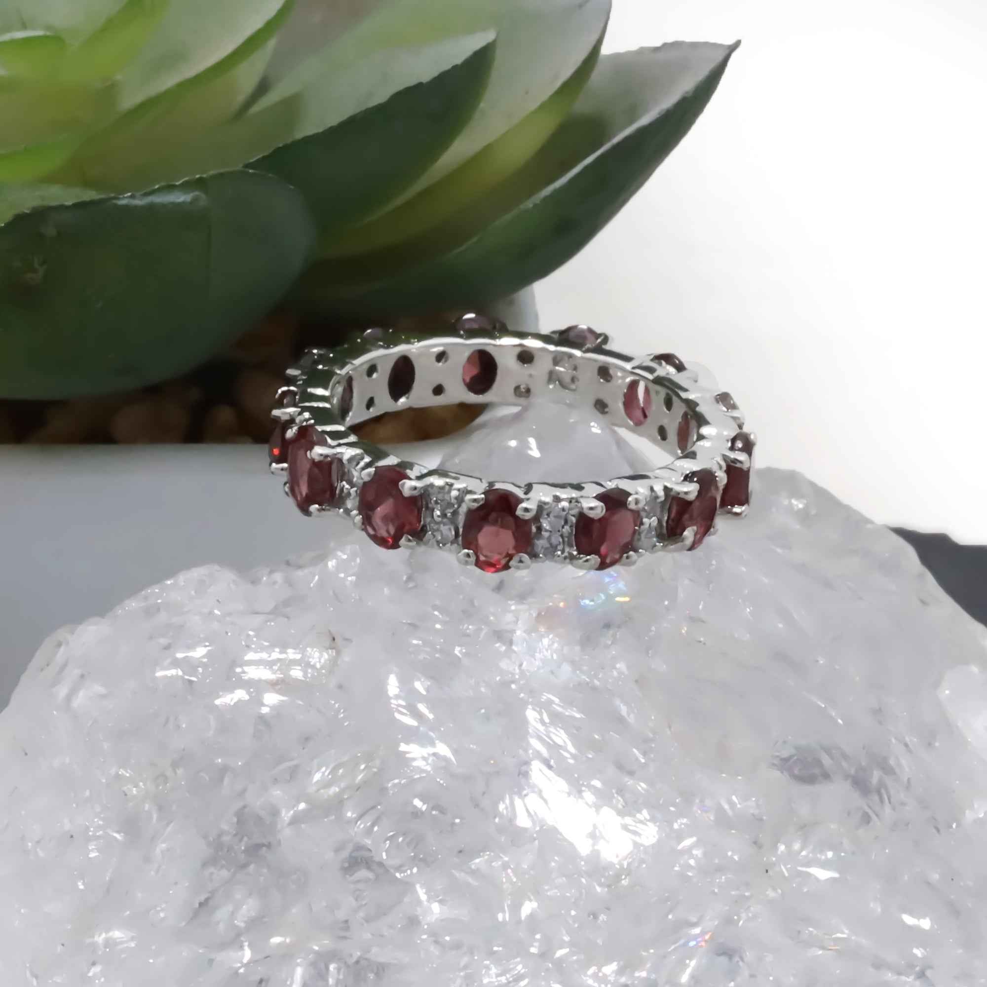 Natural Rhodolite Garnet 3x4mm Oval Cut Ring 925 Sterling Silver Handmade Solitaire Gemstone Ring