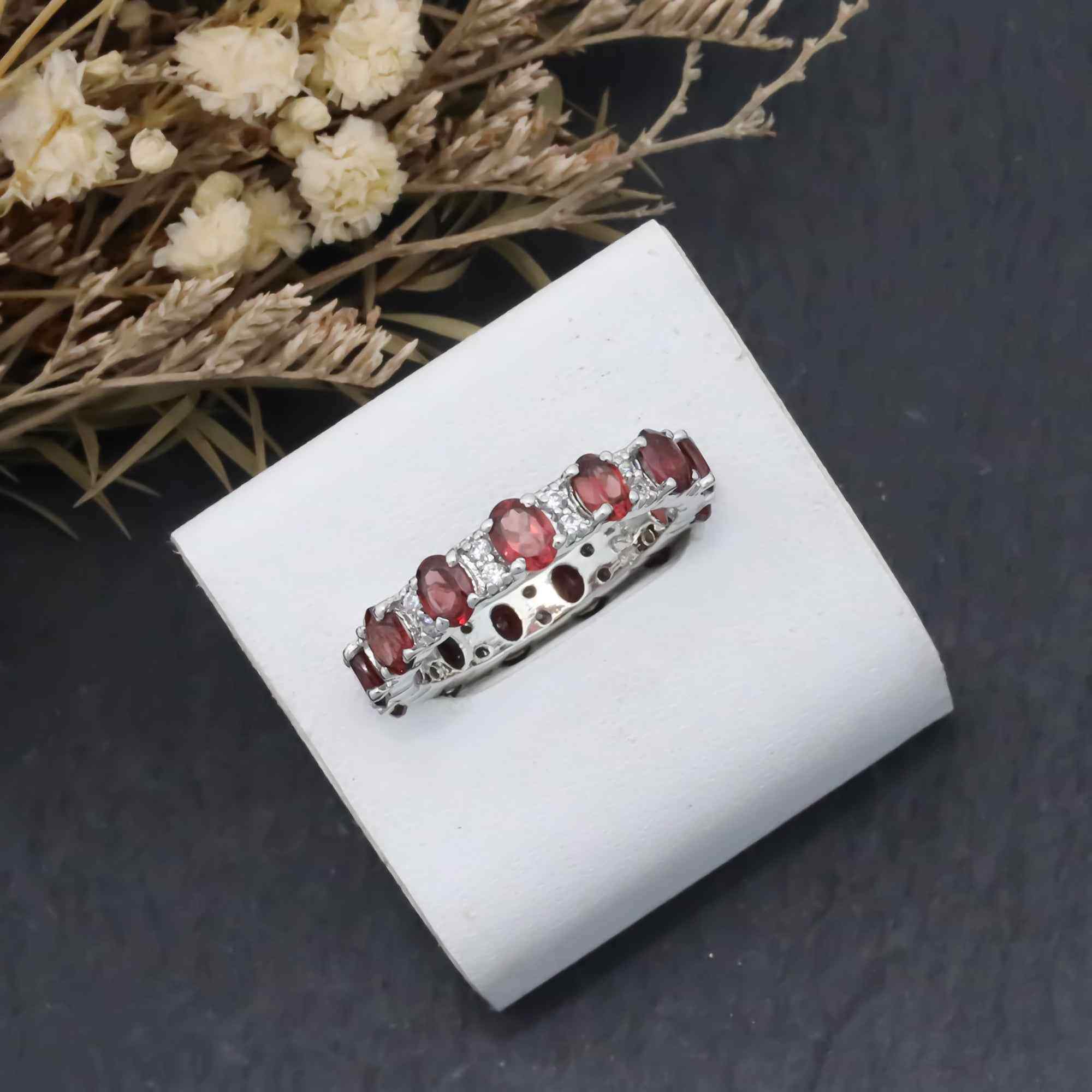 Natural Rhodolite Garnet 3x4mm Oval Cut Ring 925 Sterling Silver Handmade Solitaire Gemstone Ring