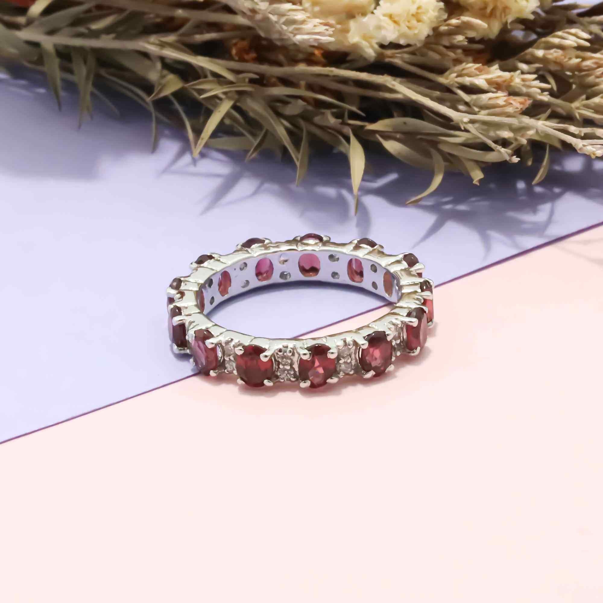 Natural Rhodolite Garnet 3x4mm Oval Cut Ring 925 Sterling Silver Handmade Solitaire Gemstone Ring