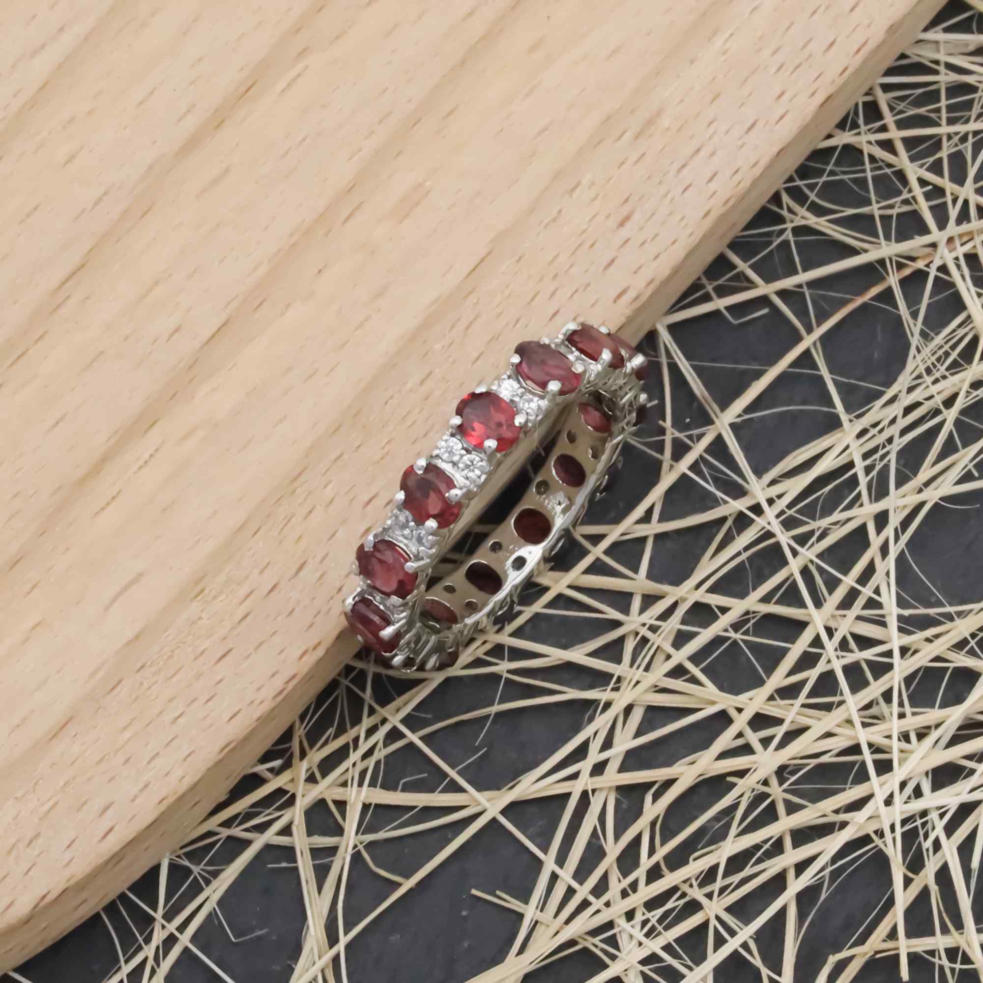 Natural Rhodolite Garnet 3x4mm Oval Cut Ring 925 Sterling Silver Handmade Solitaire Gemstone Ring