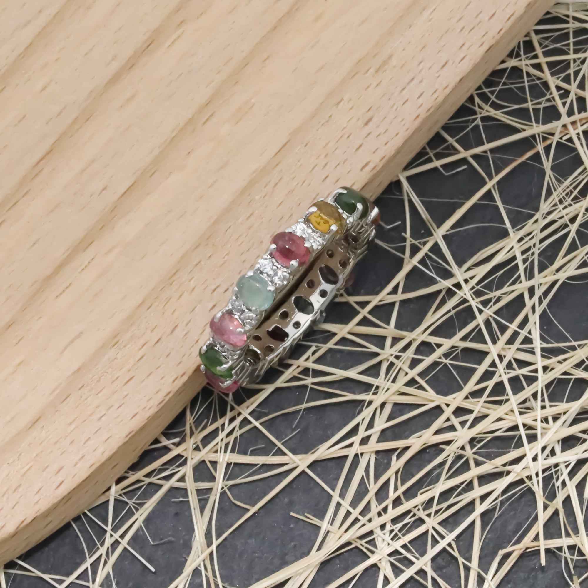 Natural Tourmaline 3x4mm Oval Cabochon Ring 925 Sterling Silver Handmade Solitaire Gemstone Ring