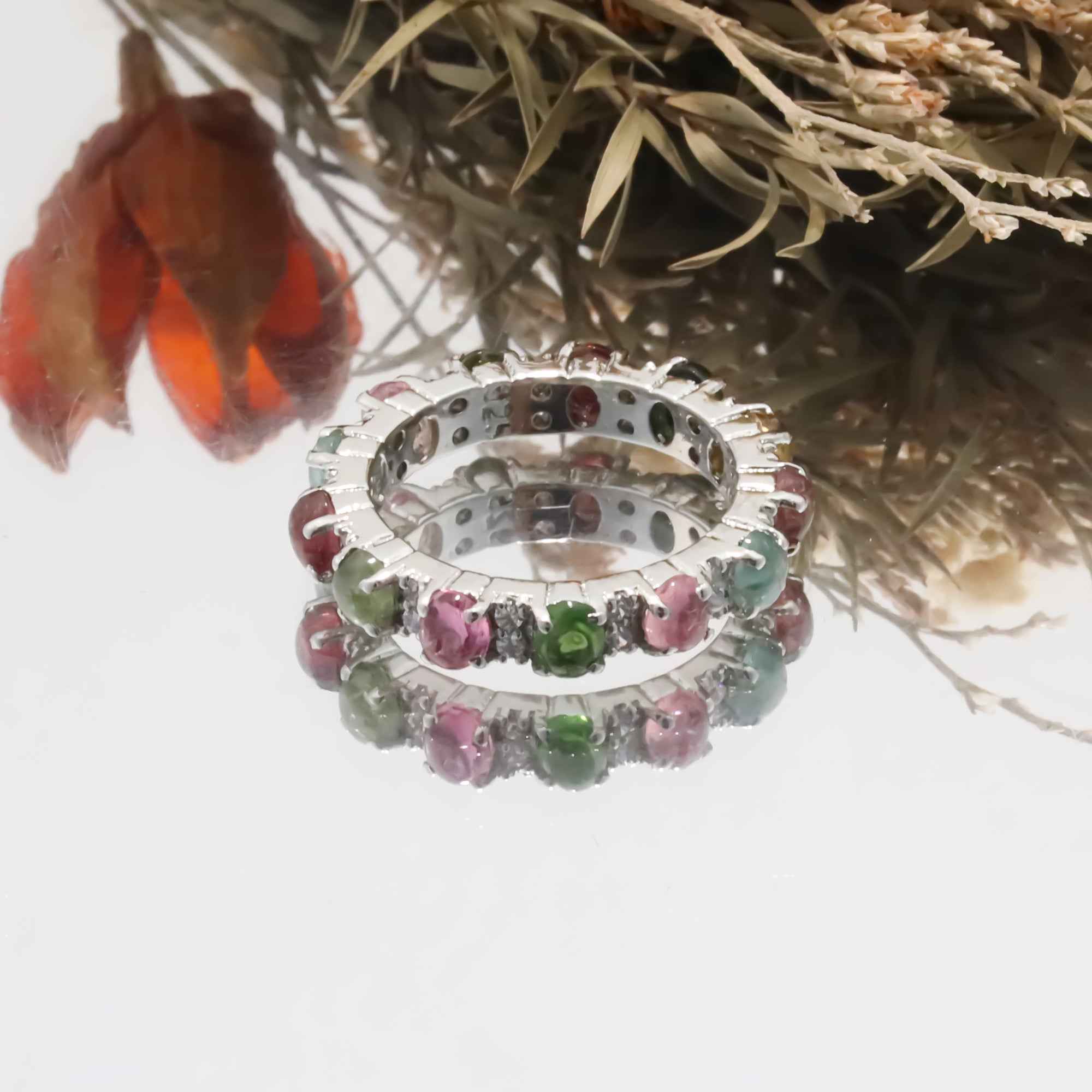 Natural Tourmaline 3x4mm Oval Cabochon Ring 925 Sterling Silver Handmade Solitaire Gemstone Ring