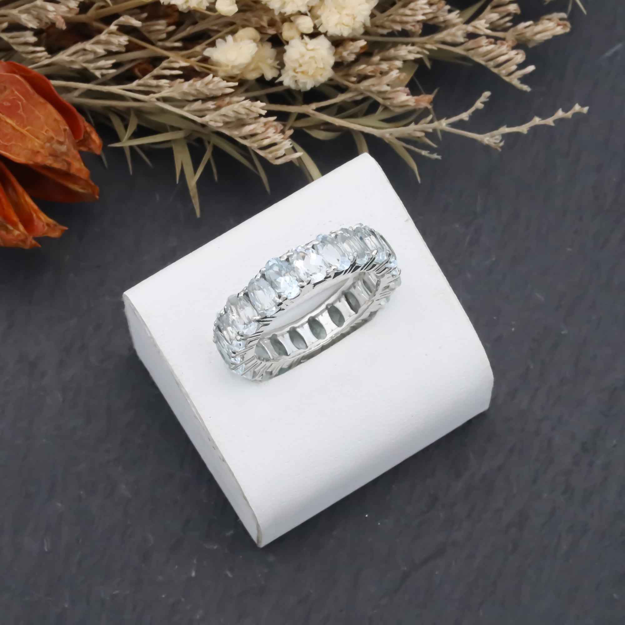 Natural Aquamarine 3x5mm Oval Cut Ring 925  Handmade Blue Gemstone Ring