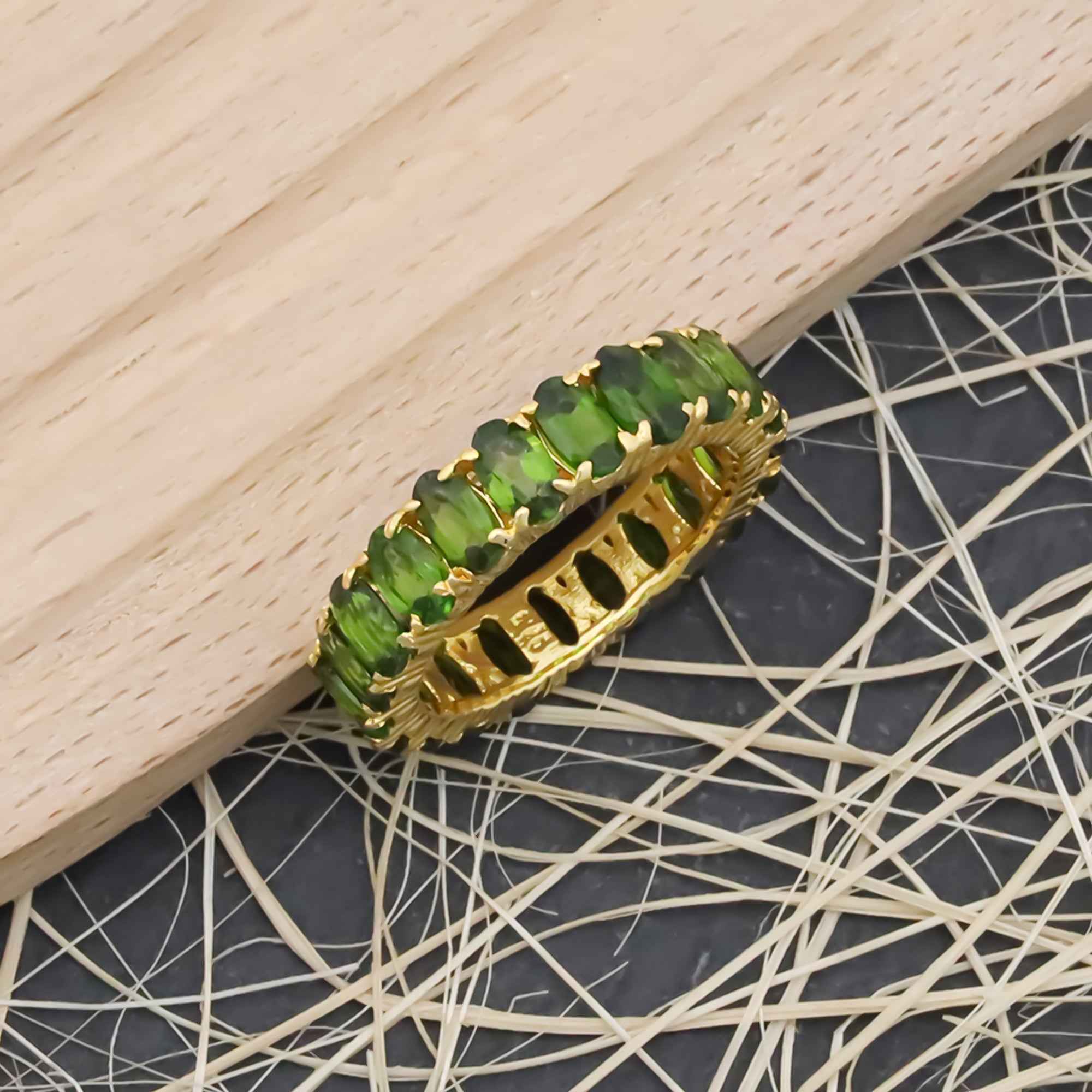 Natural Chrome Diopside Oval Cut Ring 925 Sterling Silver Handmade Green Gemstone Solitaire Ring
