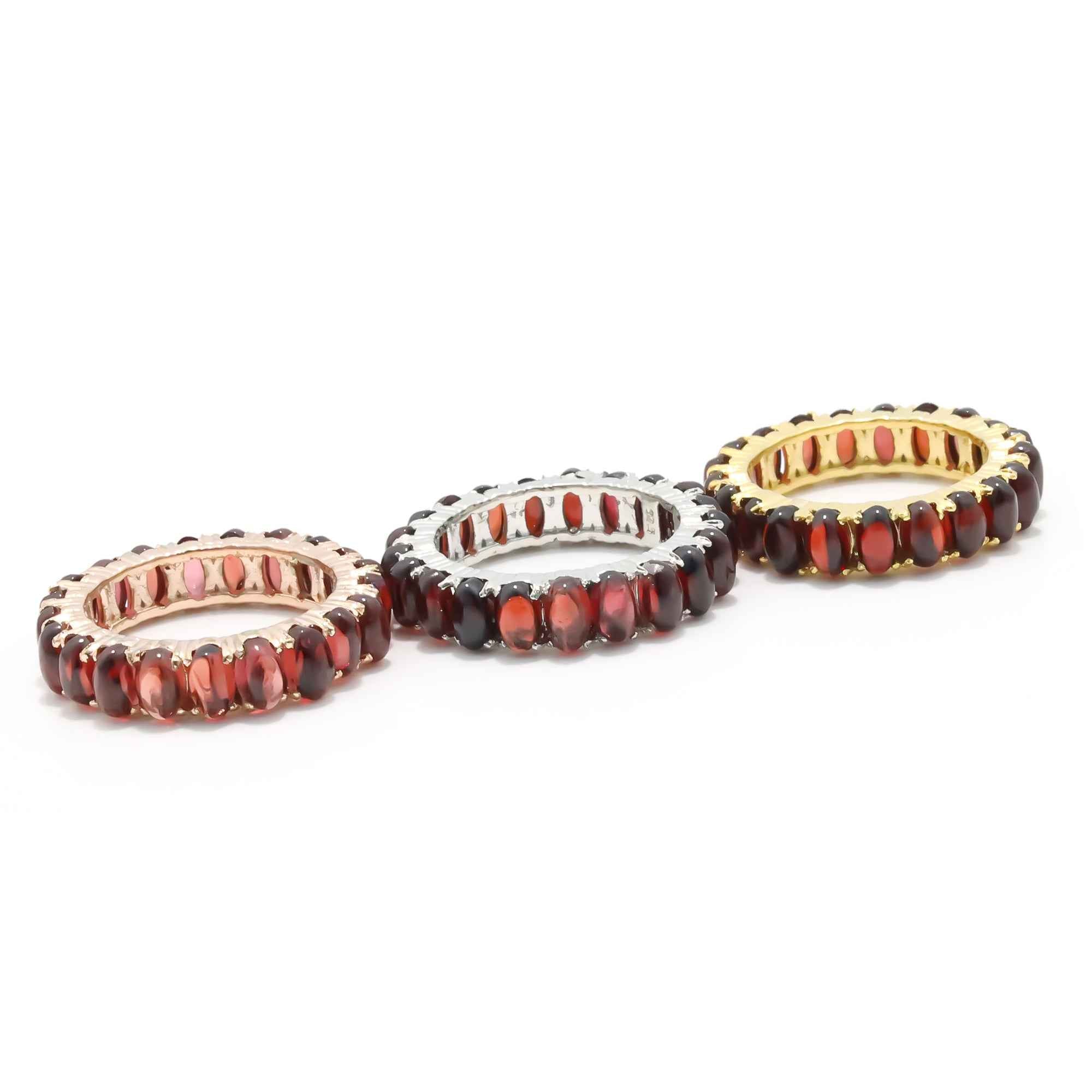 Natural Garnet 3x5mm Oval Cabochon Ring 925 Sterling Silver Handmade Solitaire Ring